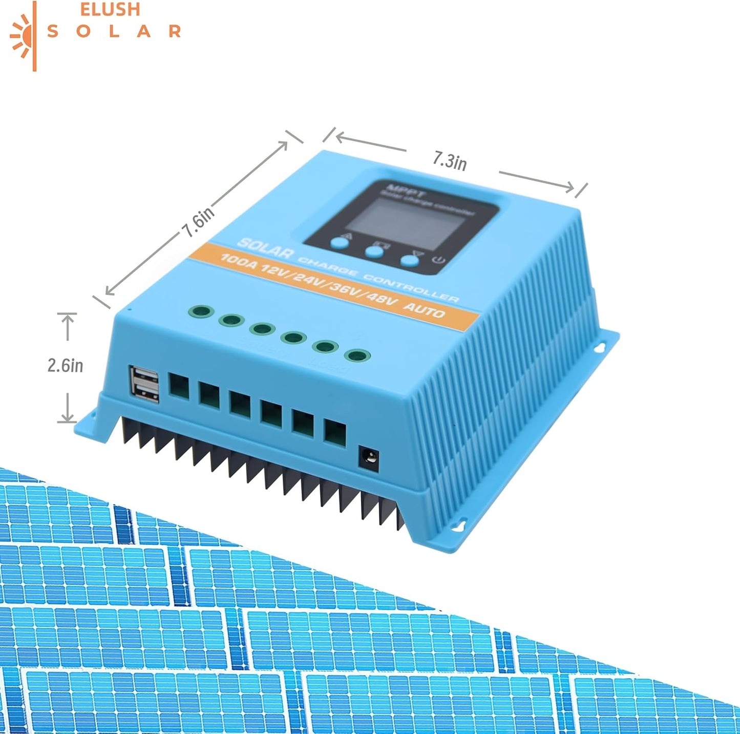 Upgraded 100A MPPT Solar Charge Controller 12V 24V 36V 48V LCD Display Battery Intelligent Regulator Max 100V Input Dual USB for Lead-Acid/Lithium