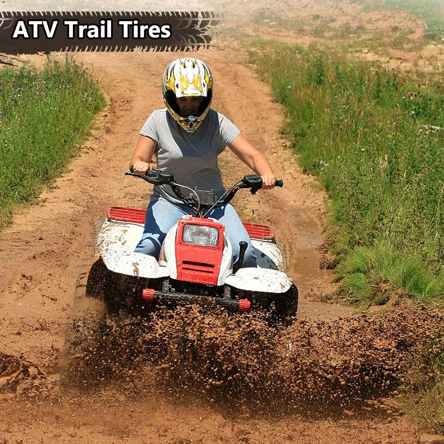 2 Pack ATV UTV AT Mud & Trail Tires,26x9-14 6PR Professional Terrain Off-Road Tires