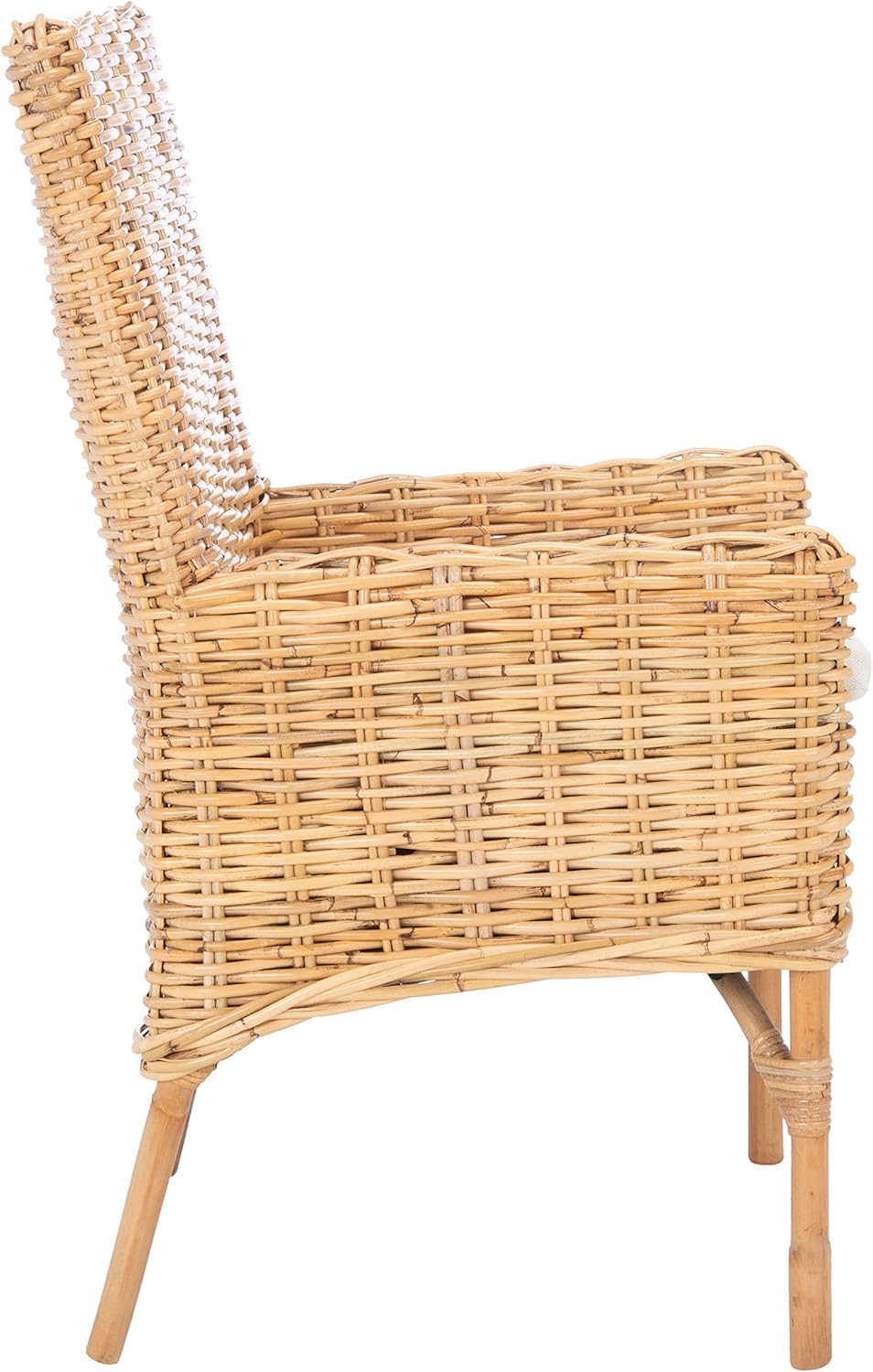 SAFAVIEH Home Collection Nancy Rattan Cushion Accent Chair, Natural/White