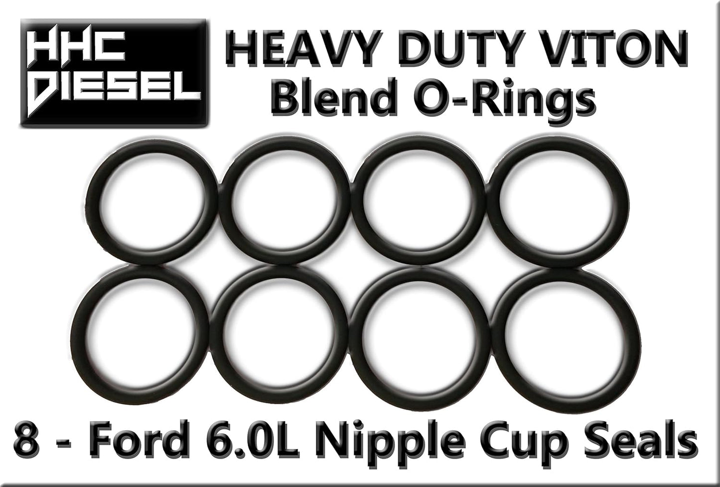 ~Ford 6.0L Diesel Nipple Cup Socket Kit~ O-Rings & Tool (8: Heavy Duty Viton O-Rings & 1/2" Drive Nipple Cup Socket) F60L-BALLKIT