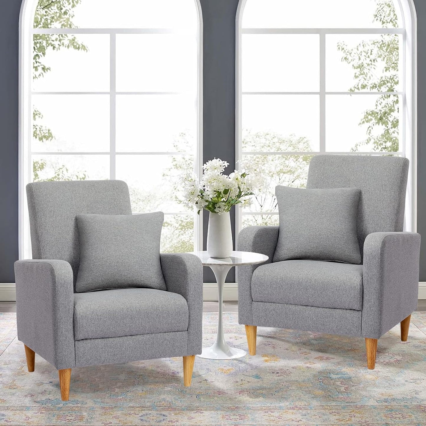 COLAMY B248-Light Grey-2Sets Accent Chair for Living Room, 2pcs, Light Grey
