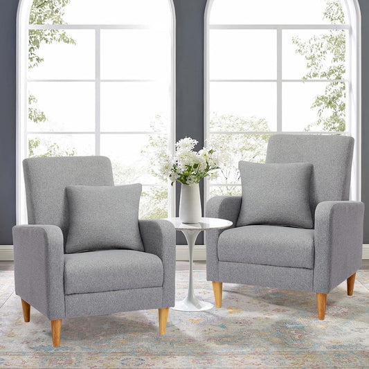 COLAMY B248-Light Grey-2Sets Accent Chair for Living Room, 2pcs, Light Grey