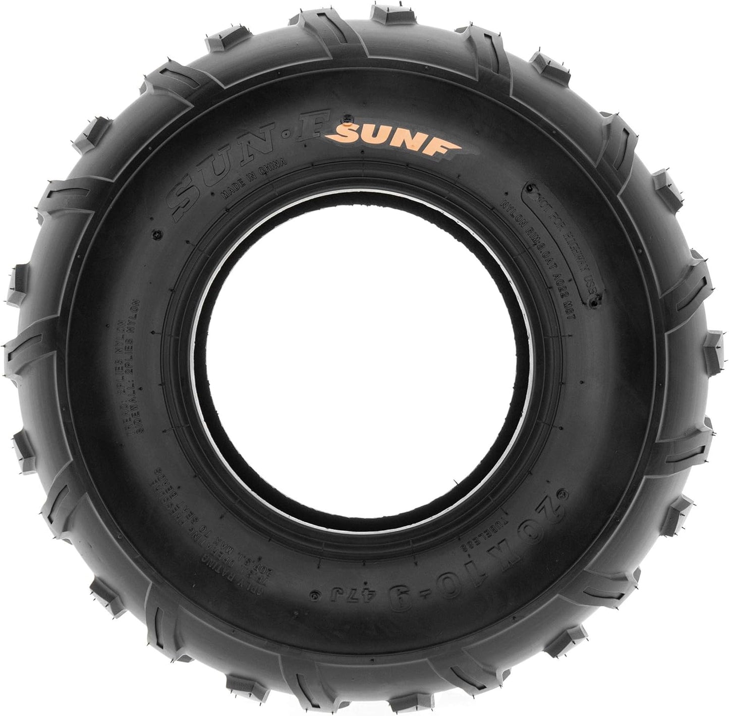 Set of 2 SunF A022 20x10-9 ATV/UTV Off-Road Tires, 6-PR |Knobby Tread