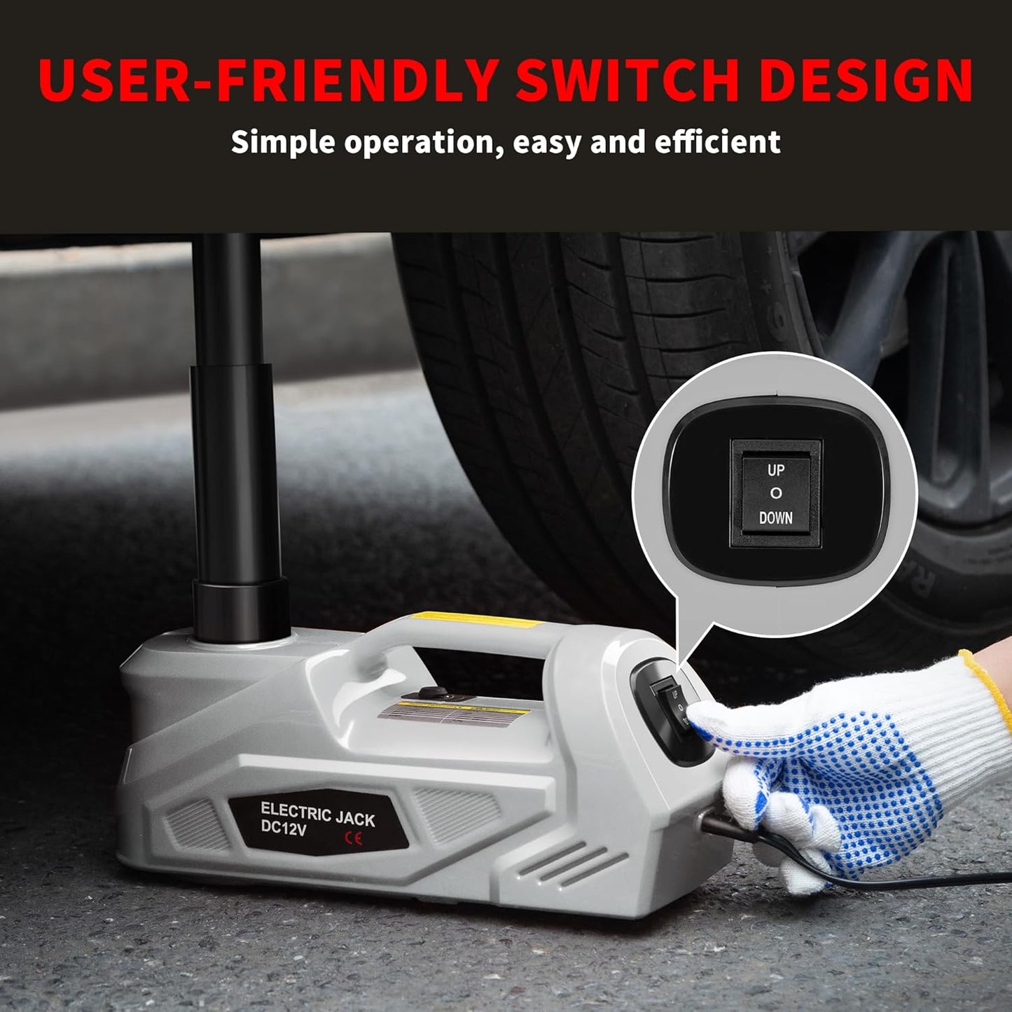 [EFN Clearance] Electric Car Jack Kit with Impact Wrench, 5 Ton/11023 LBS 12V Electric Hydraulic Jack with Lifting Range: 6.1~17.7in, Safety Hammer for Tesla SUV MPV Sedan Truck Tire Change (Gray)