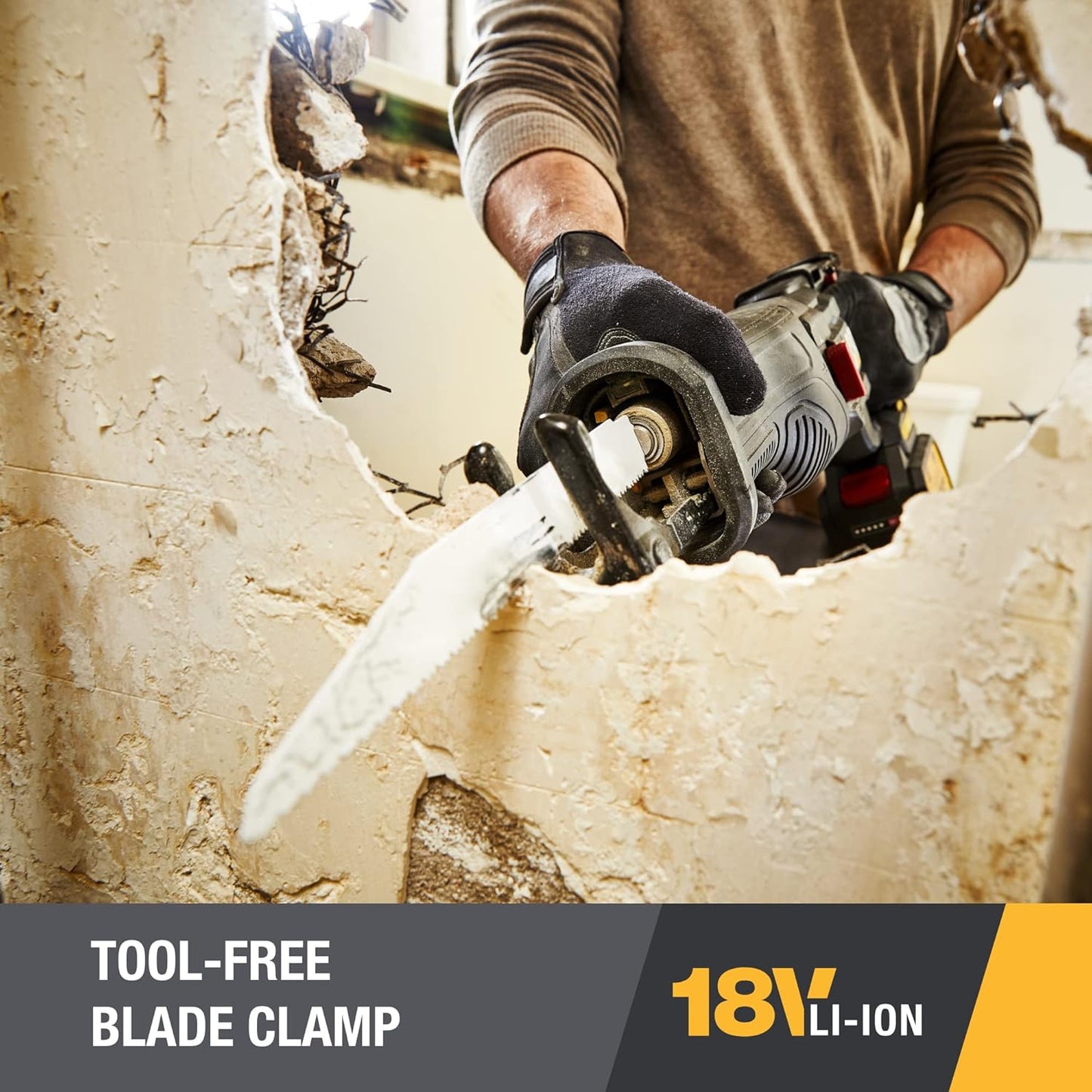 Cat DX52 18V Cordless Reciprocating Saw with 3000 SPM Variable Speed, Lightweight Brushless Saw, Cordless with Tool-Free Blade Change Battery & Charger Included