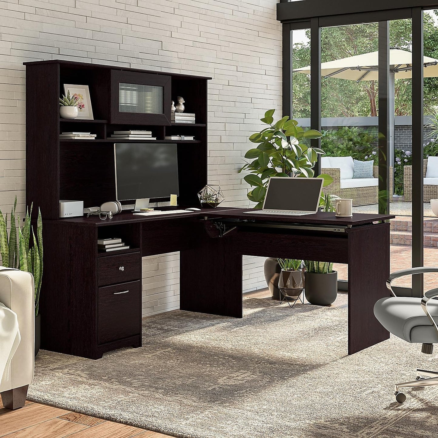 Bush Furniture Cabot 60W Computer Desk with Drawers in Espresso Oak, Workstation and File Storage, Desktop with Organization Solutions for Home Office