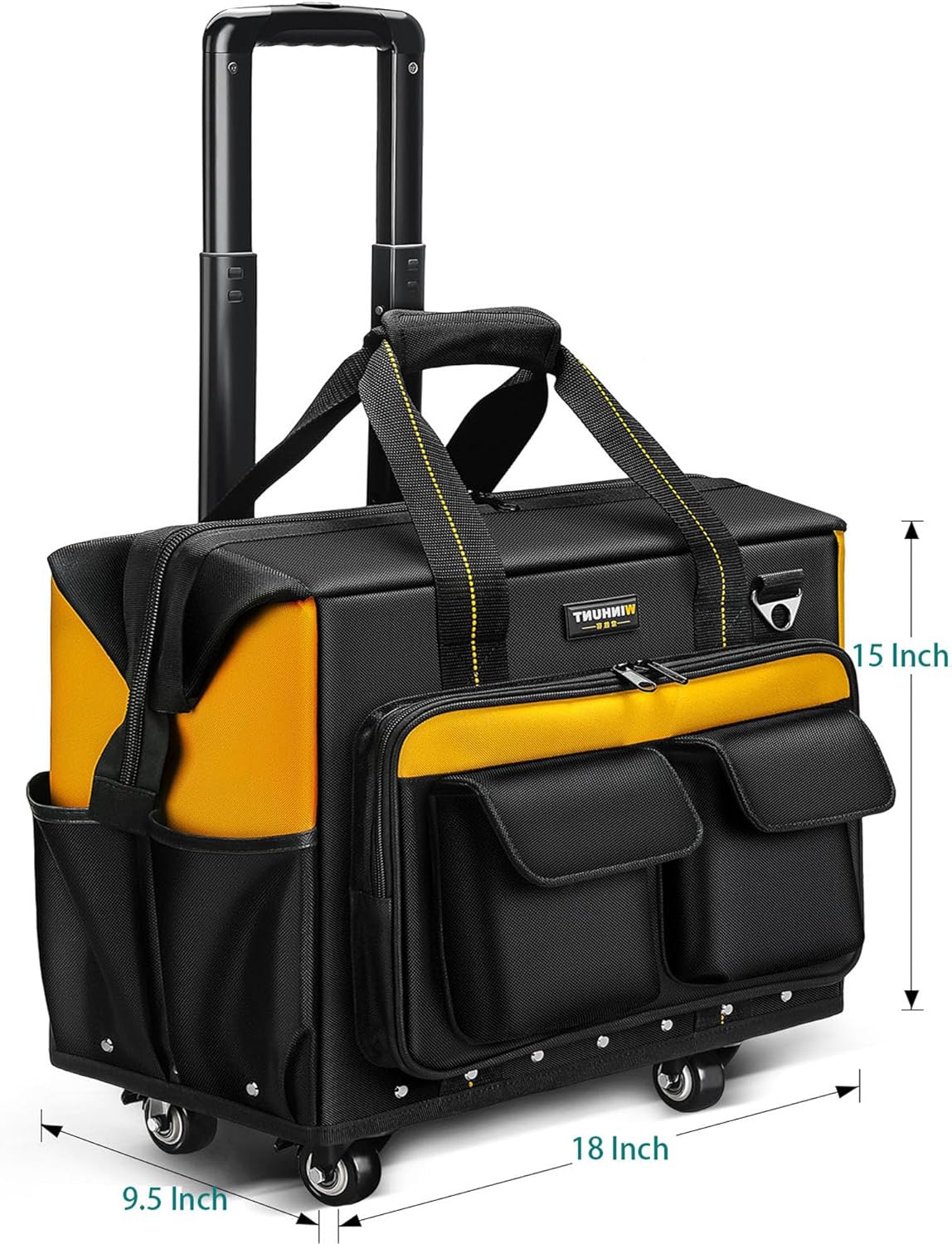 Roller Tool Bag with Four Spinner Wheels, Portable Large Rolling Tool Bag with Swivel Caster Wheels, Steel Plate Base, Waterproof