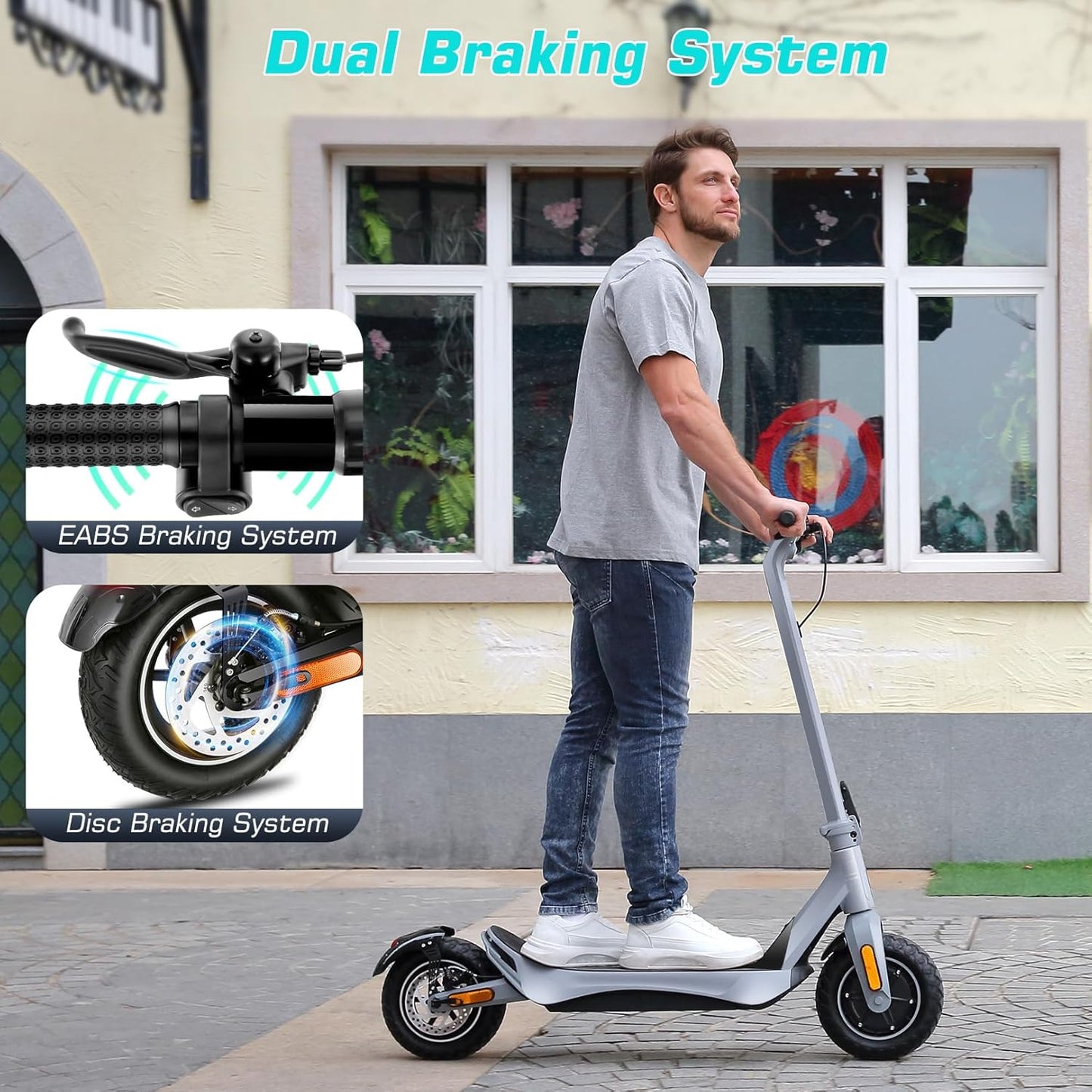 Caroma Electric Scooter Adults, 850W Motor, Max 36 Mph & 30-37 Miles Long Range, 10 Inch Run-Flat Tires, Folding E-Scooter with Dual Motor and Dual Brakes, Smart Control