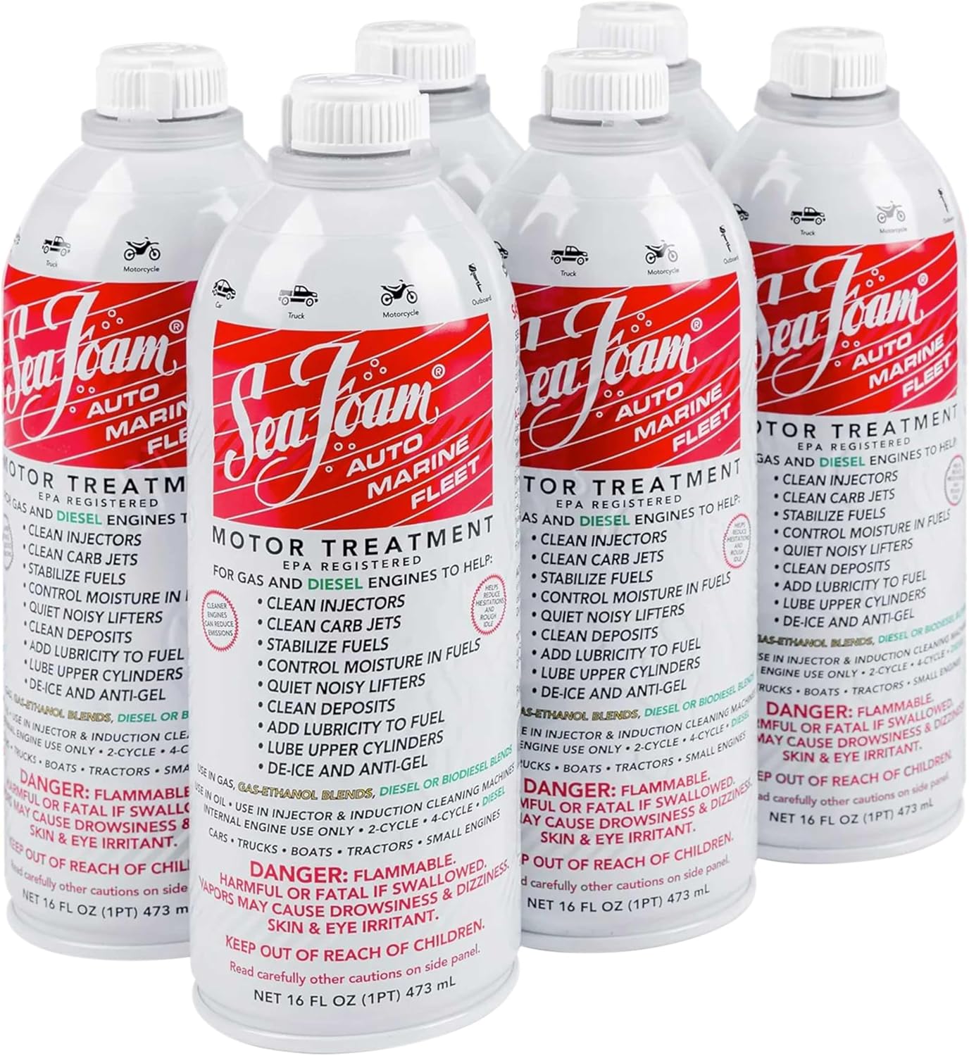 Sea Foam Motor Treatment Fuel & Oil Additive, SF16, 16 oz, Pack of 6