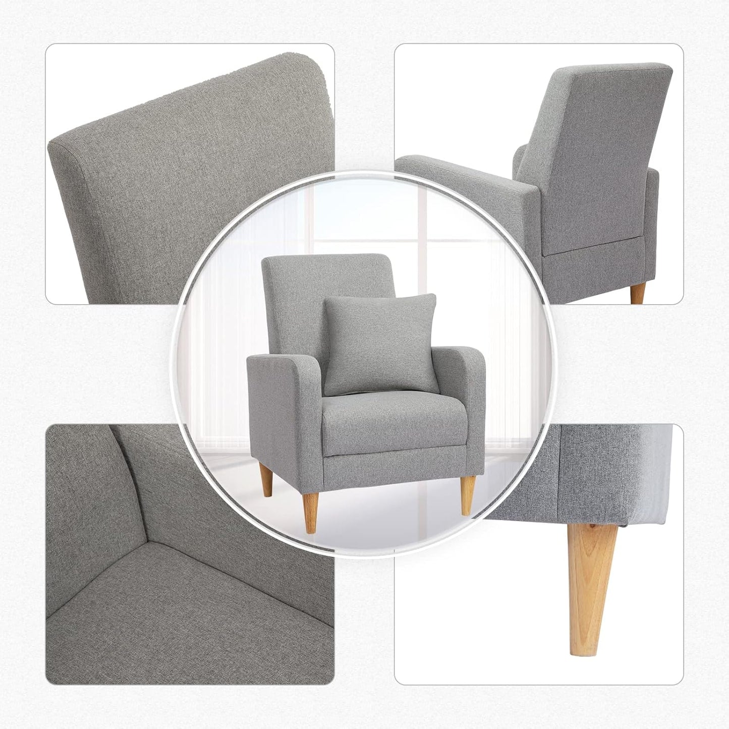 COLAMY B248-Light Grey-2Sets Accent Chair for Living Room, 2pcs, Light Grey
