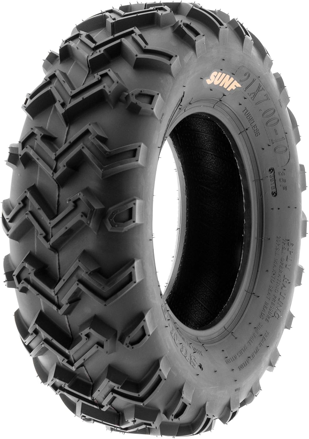 SunF 21x7-10 Front & 22x10-10 Rear 6 Ply ATV/UTV Off Road Tires A001, (Set Bundle of 4)