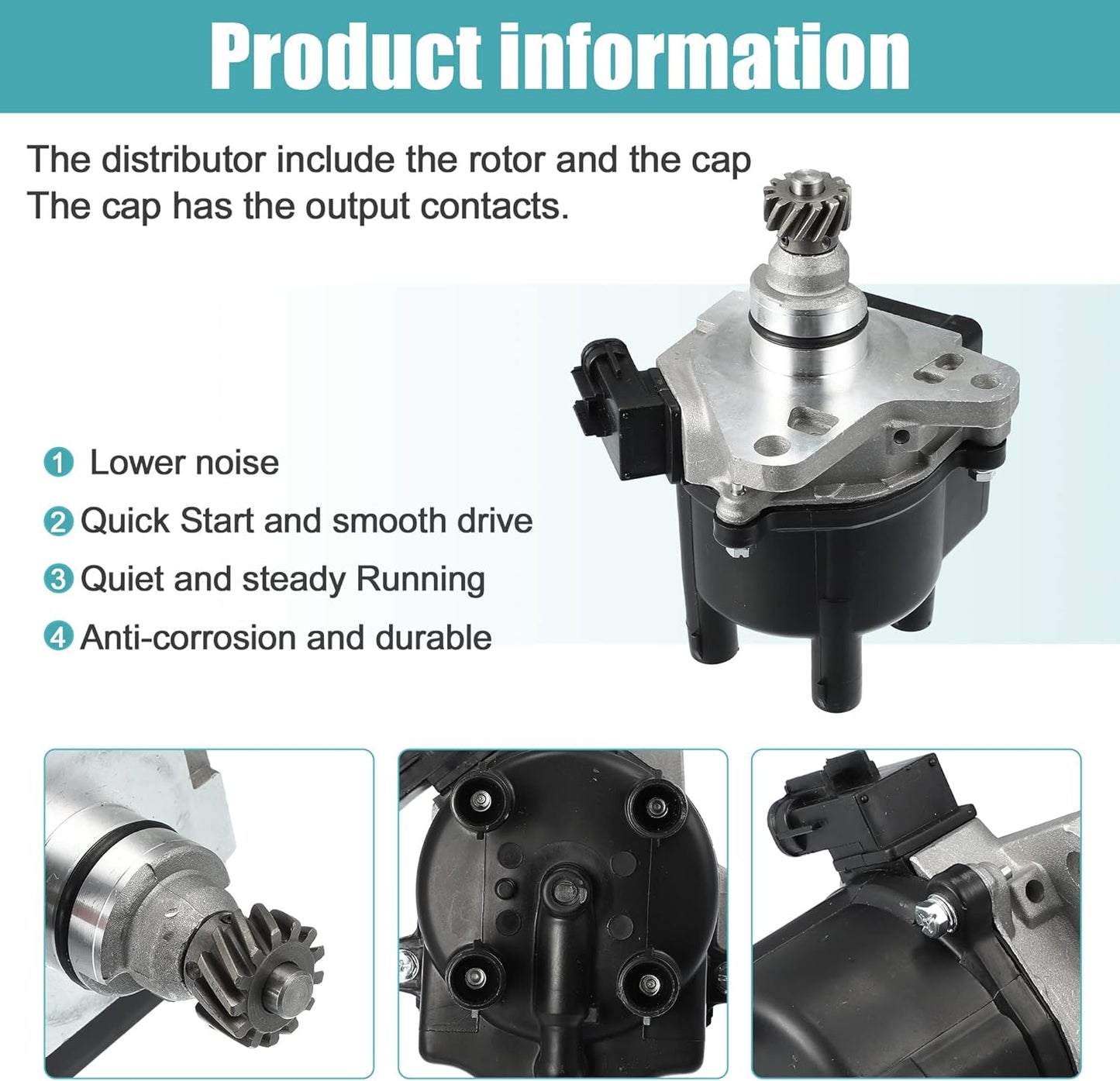 X AUTOHAUX Car Ignition Distributor for Toyota Tacoma 2.7L 1995-1997 for Toyota T100 1994-1997 1905075020 19050-75020 3177466 D9099 TY42