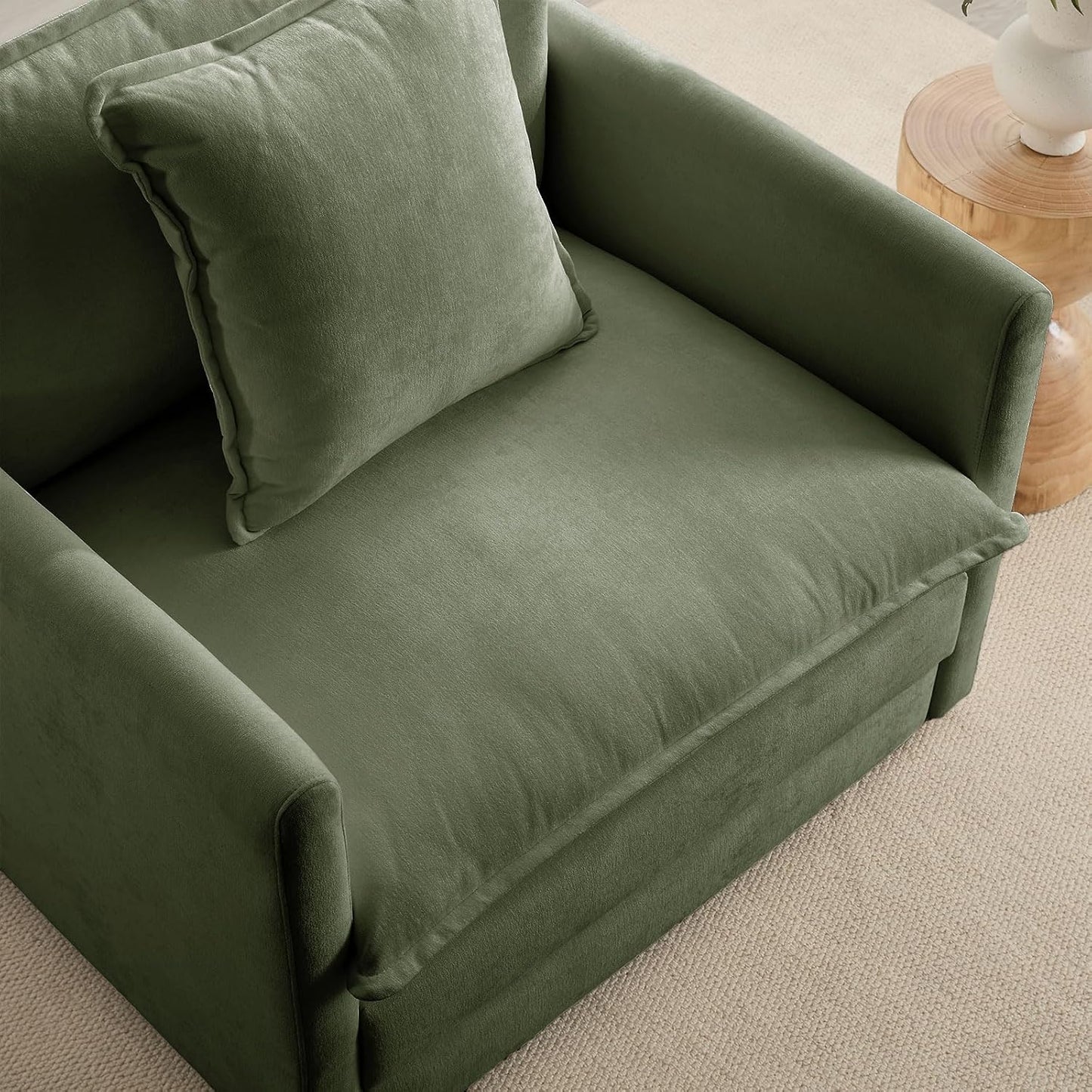 Chenille Oversized Accent Chair - 39”W Big Comfy Reading Chair, Modular Cloud Chair, Cozy Armchair for Living Room, Bedroom, Kids Room, Family Room, Reading Nook, Sage Green