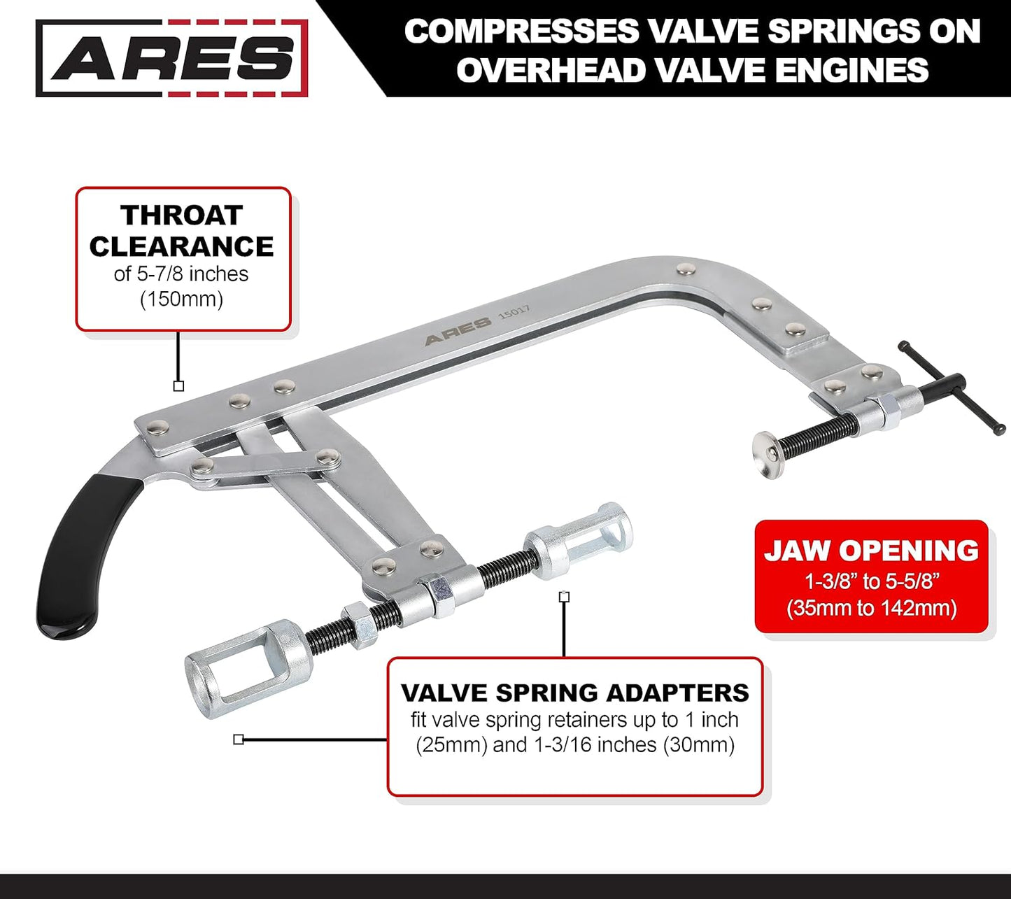 ARES 15017 - Valve Spring Compressor - Compresses Valve Springs on Overhead Valve Engines - Direct Action Compressor Lever Gives Better Visibility During Compression