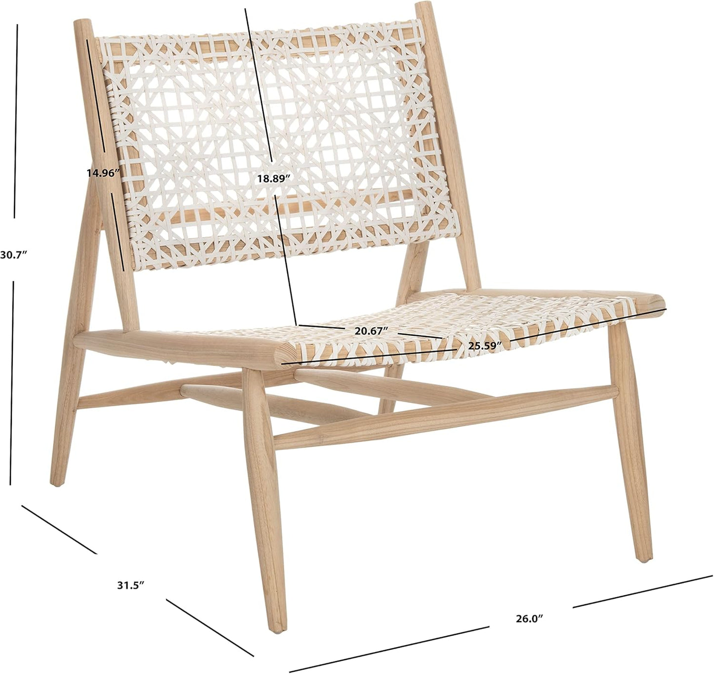 Safavieh Home Bandelier Light Natural and White Leather Woven Accent Chair