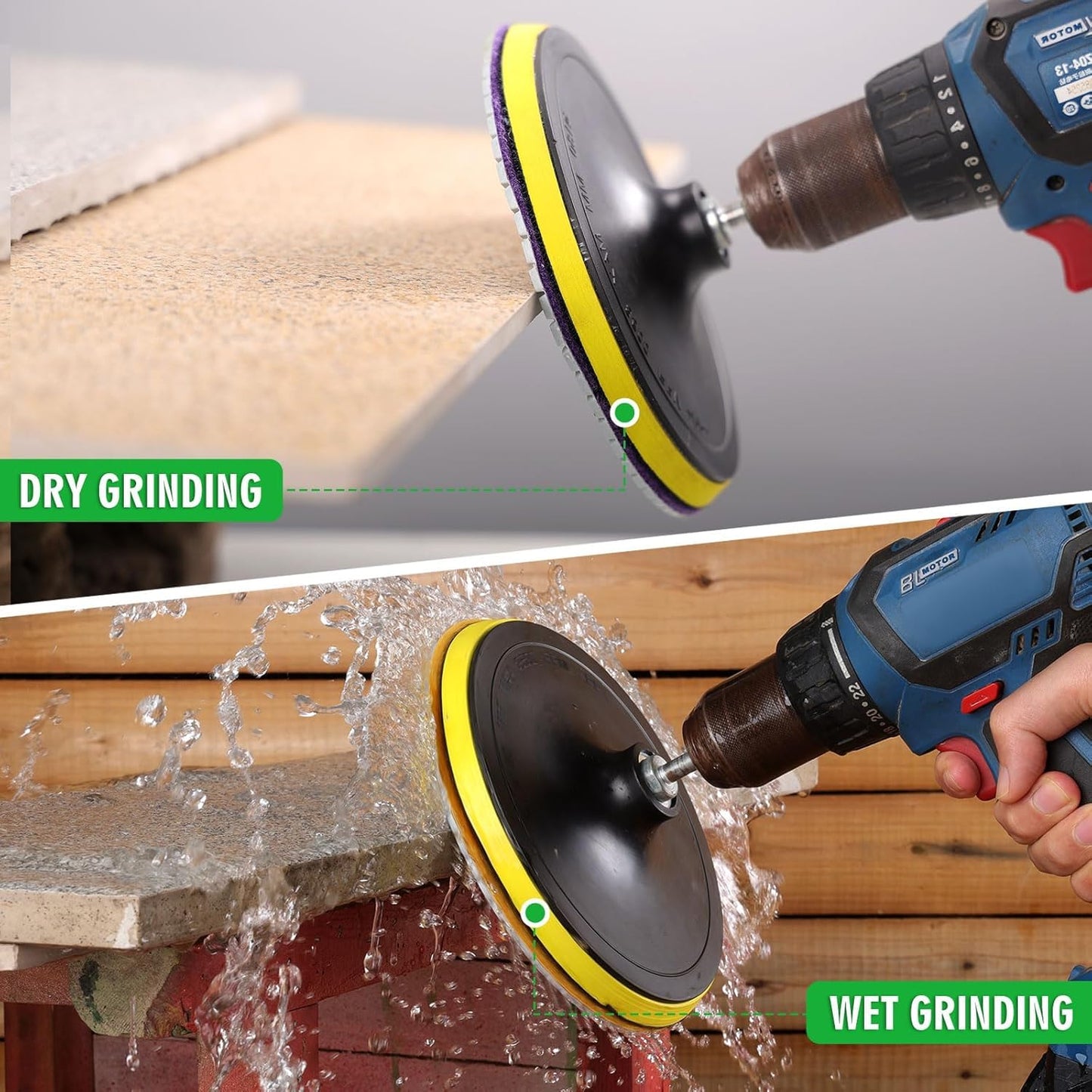8PCS Diamond Polishing Pads 7 Inch, Wet/Dry Concrete Polish Tools Kit for Drill, Grinder, Polisher, 50-3000 Grit Polishing Set for Marble Granite Quartz Stone