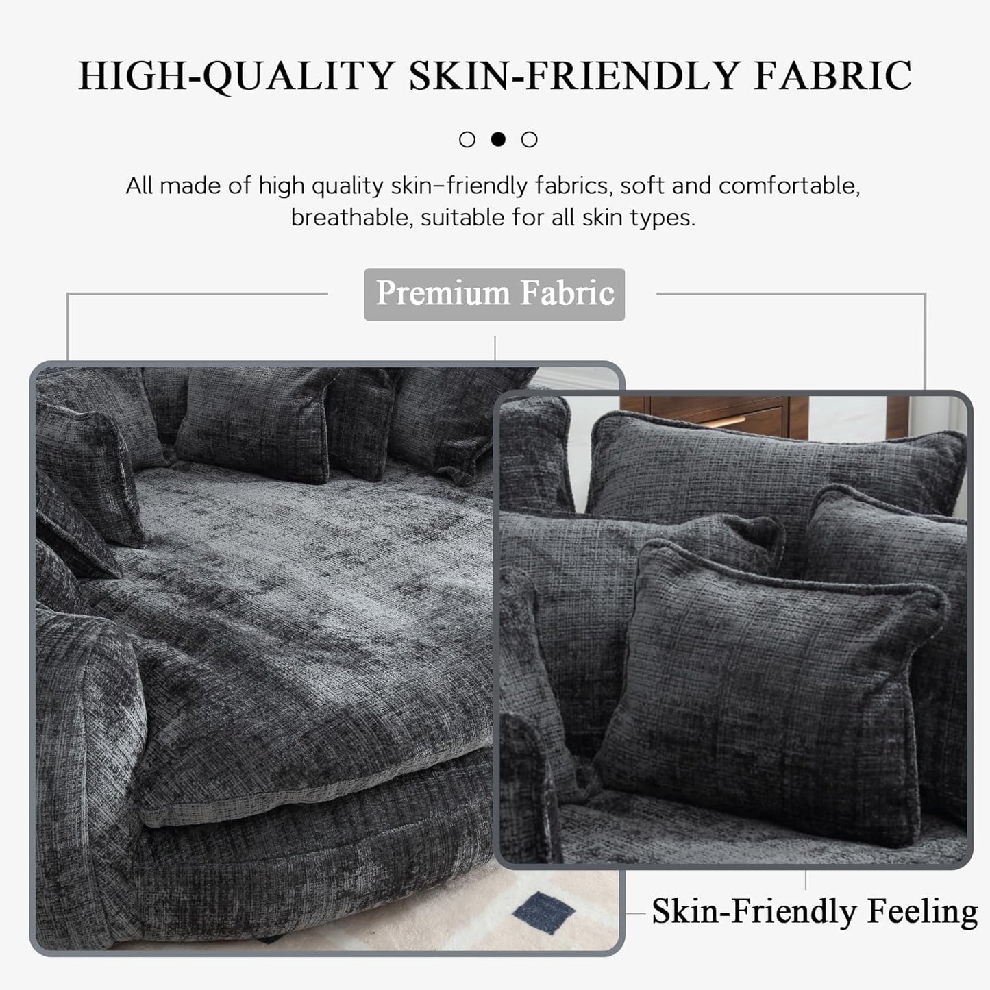 81.1" Oversized Round Chaise Lounge Chair, Extra-Wide 2-Person Accent Chair with 14 Pillows, Comfy Cloud Sleeper Sofa for Living Room (Dark Grey)