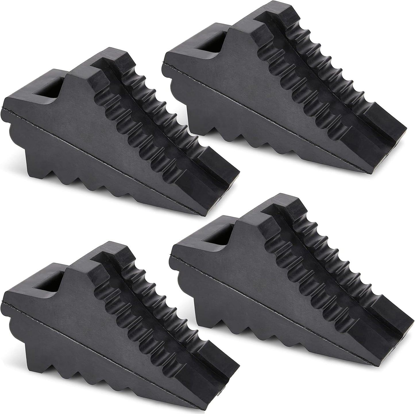 Wheel Chocks for Cars, RVs, Trucks, Trailers, and Vehicles G.V.W. up to 8T, 4 Pack - Anti Slip Bottom Tire Chock for All Weather Use - RV, Travel Trailer, Pop Up Camper Accessory