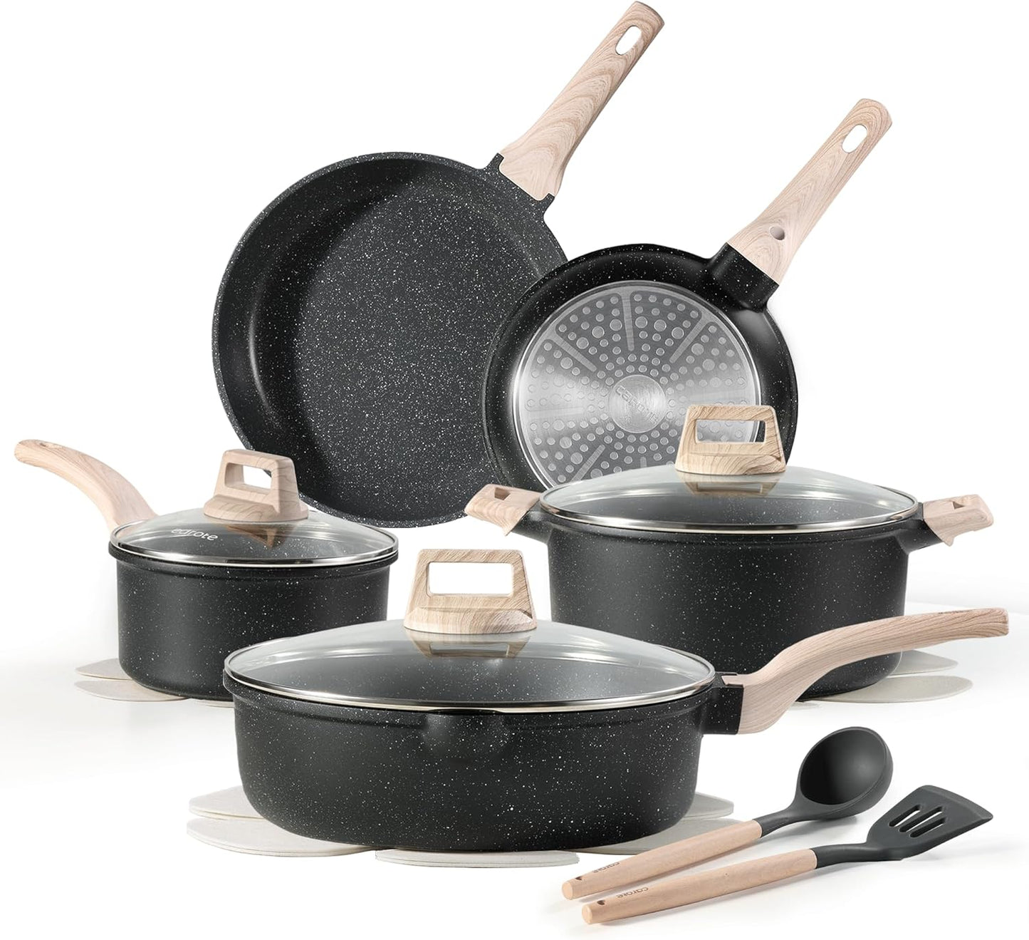 CAROTE 14 Pcs Pots and Pans Set Nonstick,Cookware Set Kitchen Cooking Set with Utensil and Pan Protectors