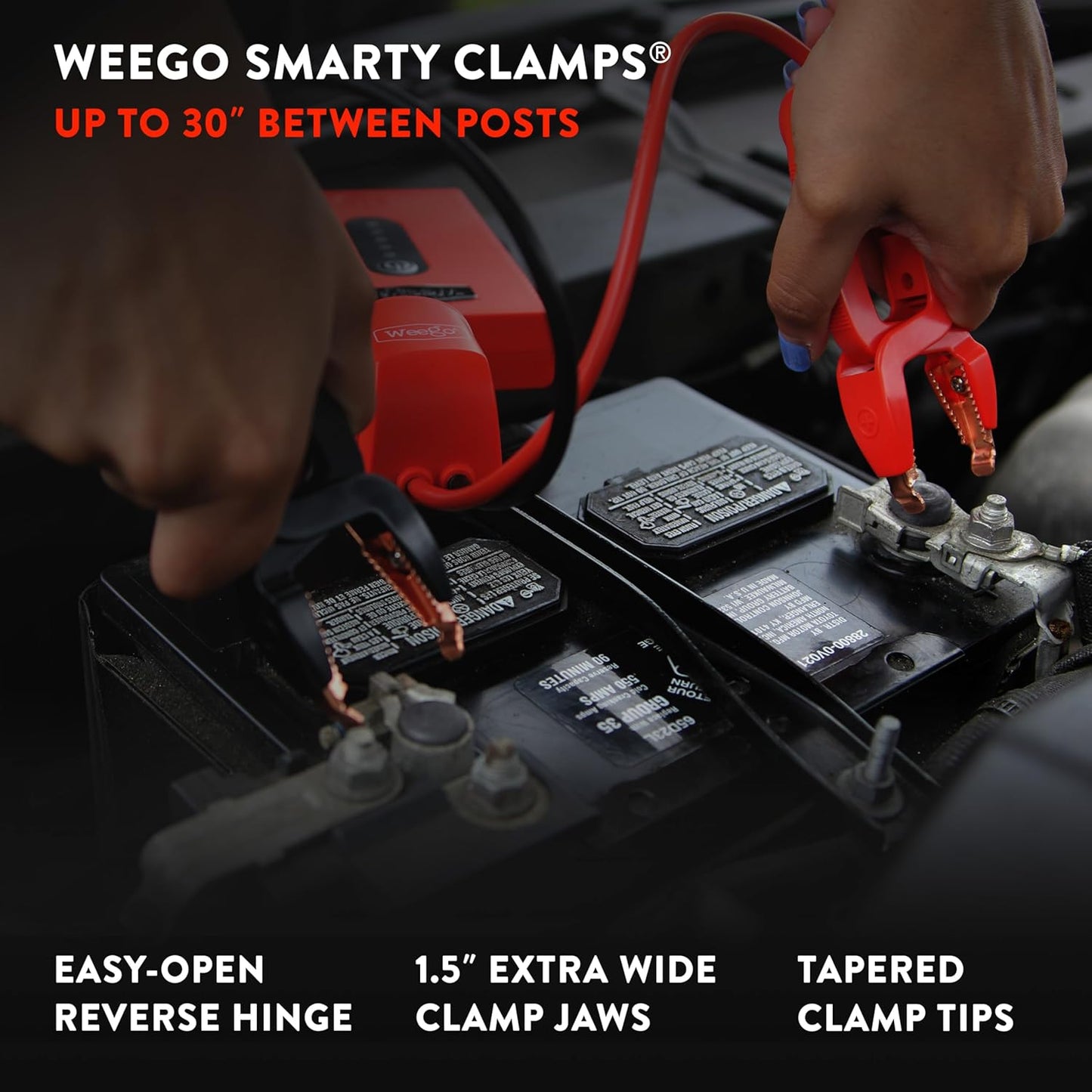 Weego 44S, 2100 Peak Amp / 440 Cranking Amp Jump Pack for 7-Liter Gas and 3.5-Liter Diesel Engines, 12-Volt Portable Car Jump Starter, Patented Jumper Cables with Battery Pack, Orange (N44S)