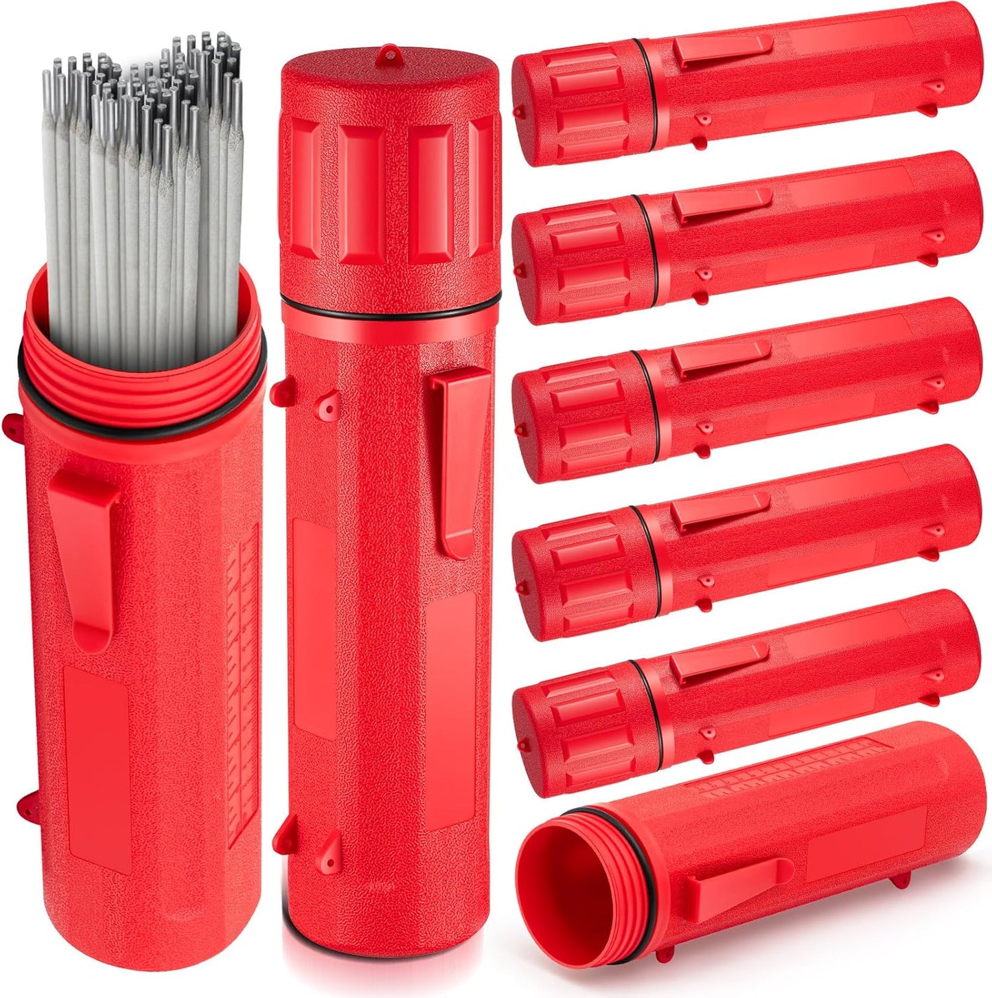 Zonon 8 Pcs Welding Rod Holder Stick Welding Electrode Rod Storage Tube 14 Inch Rod Storage Container Airproof Welding Rod Holder Waterproof Storage Canister for Welding Rod(Red Blue)