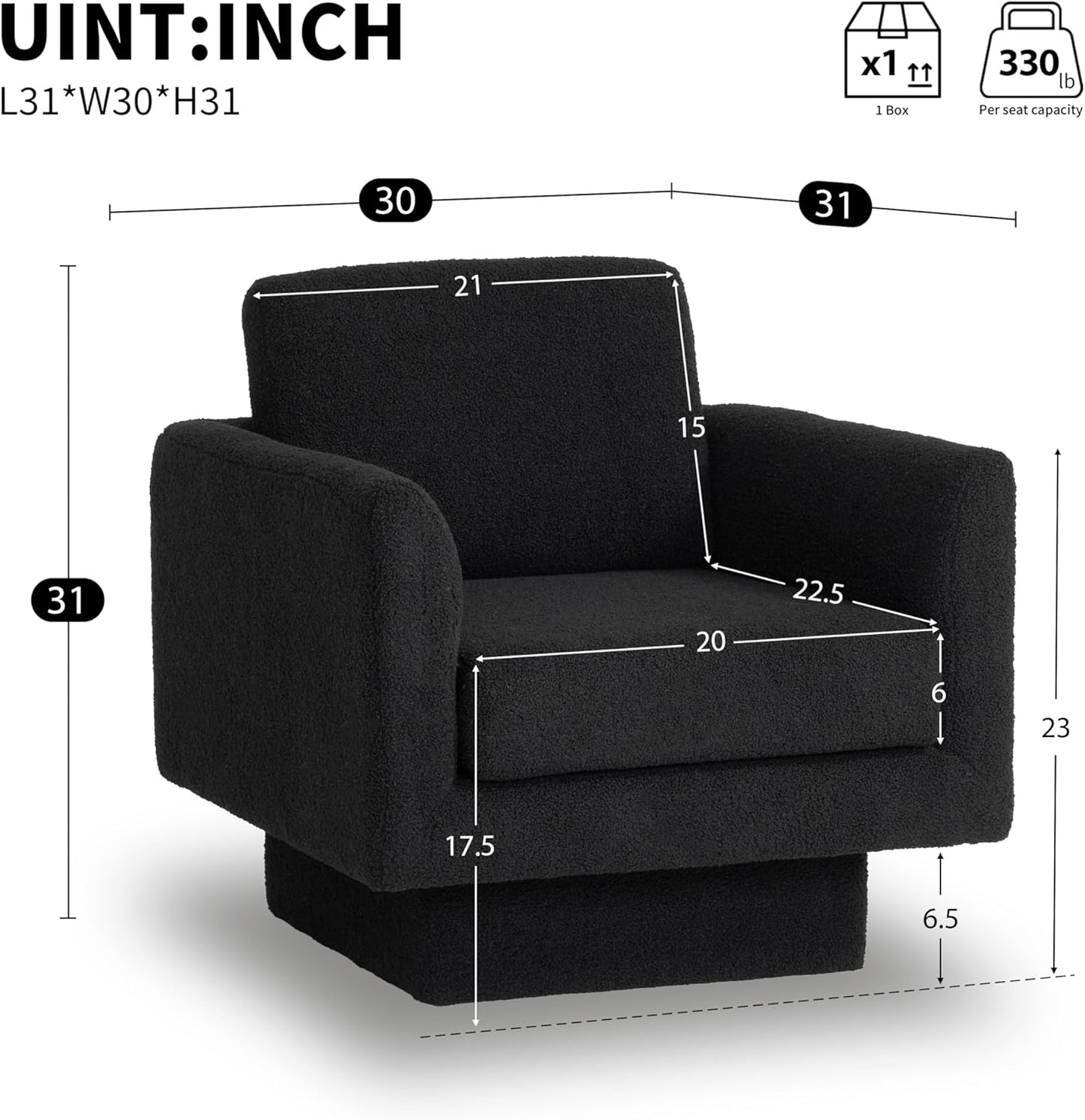 Christopher Knight Home Haven 360° Modern Swivel Accent Chair,Sherpa Boucle Fabric Armchair,Thick Padded Cushion Single Lounge Sofa,Upholstered Comfy Barrel Chair,Reading Club Chair,Living Room,Black