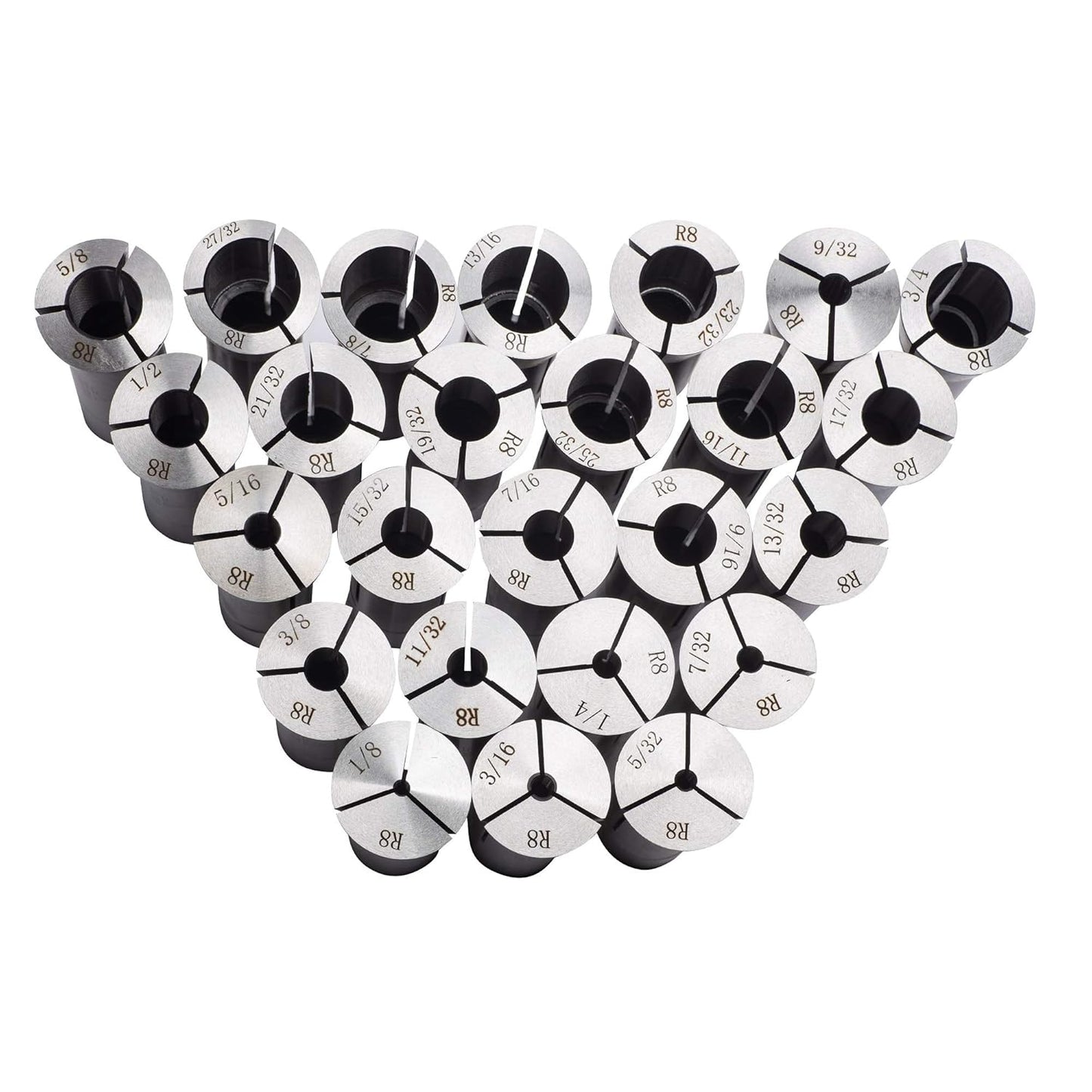 25 Piece Ultra Precision R8 Round Collet Set 0.0005" TIR
