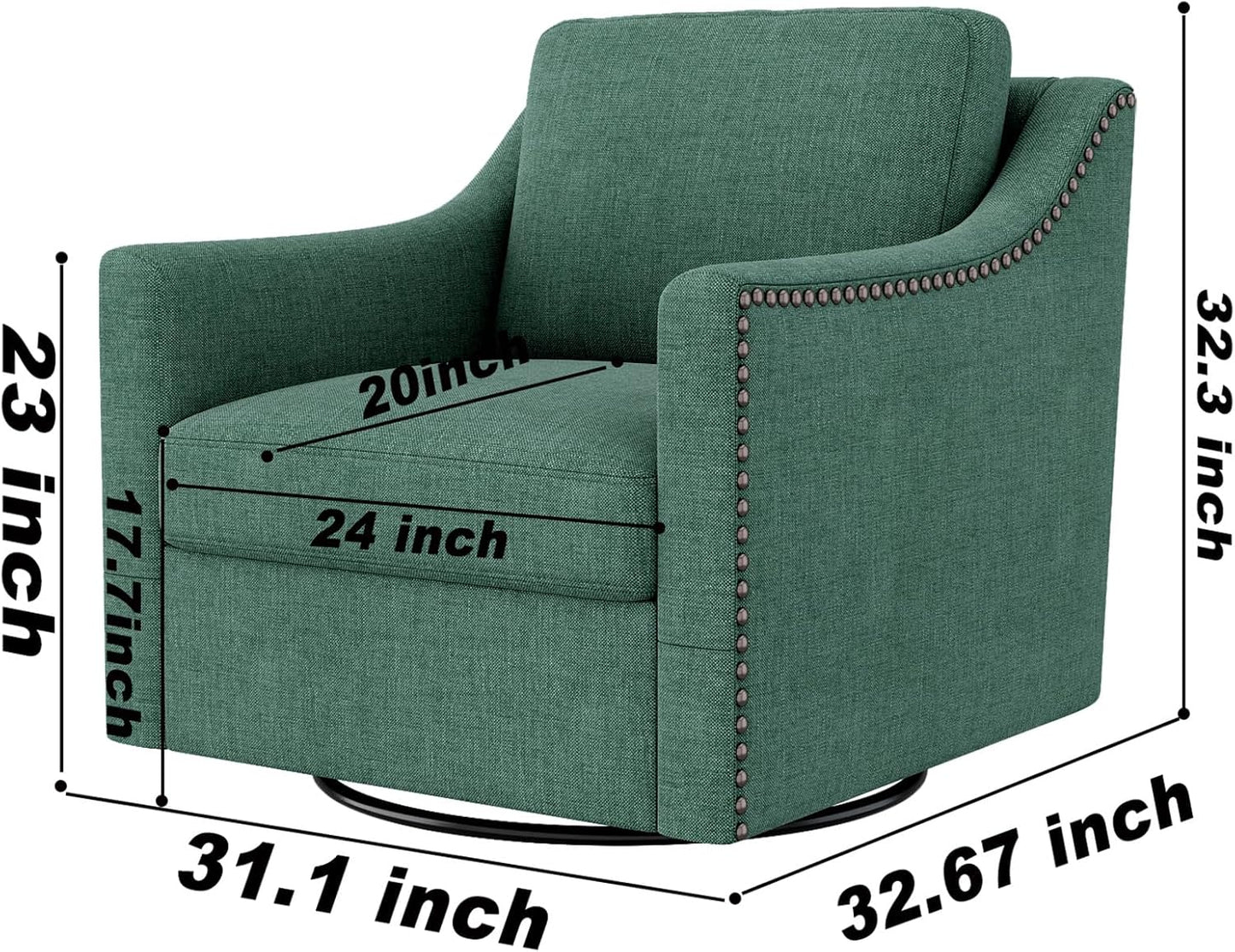 360 Degree Swivel Armchair Cotton linen skin-friendly fabric Ergonomic design Brass nail decorative armchair Living room chairs Bedroom chairs Living room chairs Black legs Suitable for indoor homes