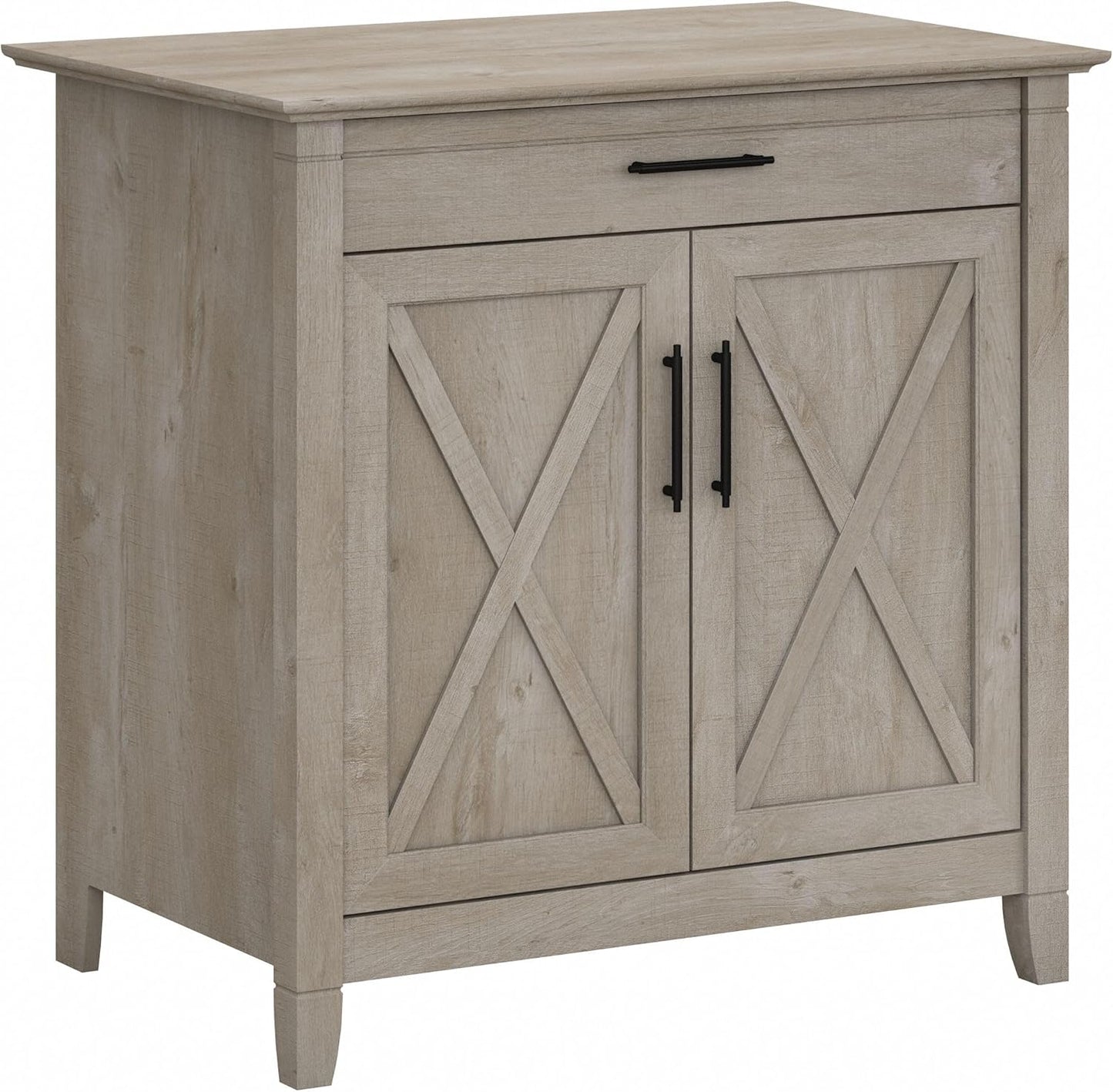 Bush Furniture Key West Secretary Desk | Accent Cabinet with Work Surface in Pure White Oak | 30W x 20D Hidden Writing Table and Storage for Small Spaces