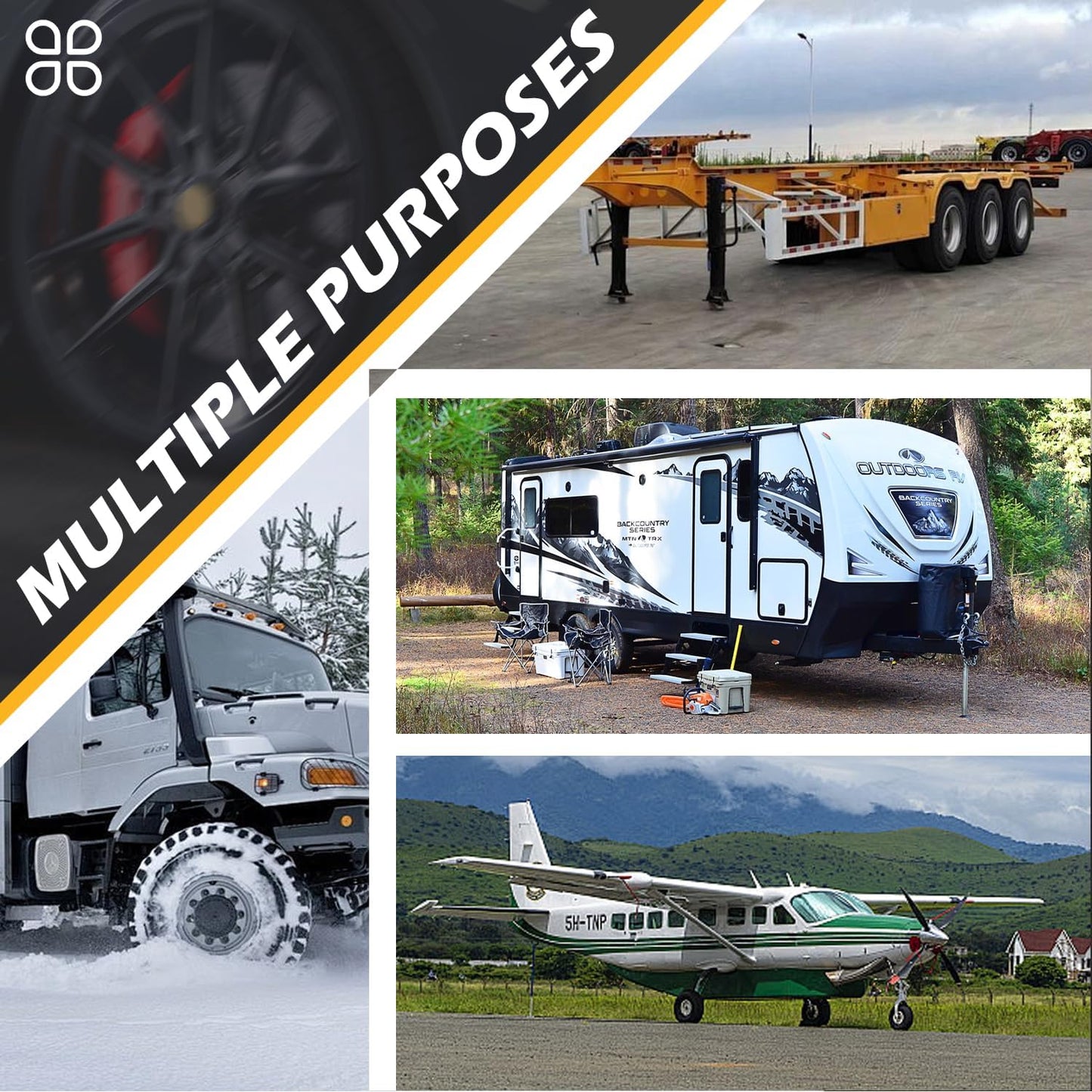Wheel Chocks for RV Trailers 4Pair/8Pack with Rope, Rubber Tire Chocks Block Stopper with Reflective Strips for Camper Truck Car Wheel Immobilizers & Chocks, Travel Trailer RV Accessory