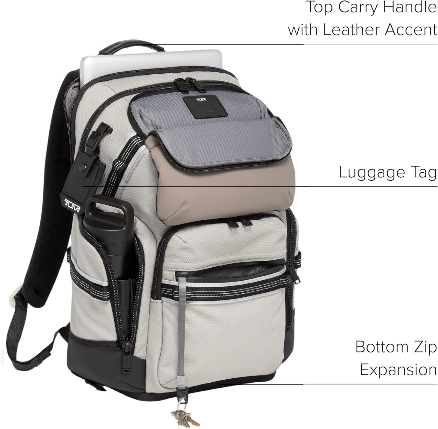 TUMI - Alpha Bravo Nomadic Backpack - Men's Durable Carry On Bag - 18.8" X 15.0" X 9.0" - Fits up to 15" Laptop - Chalk (Glow in the Dark)