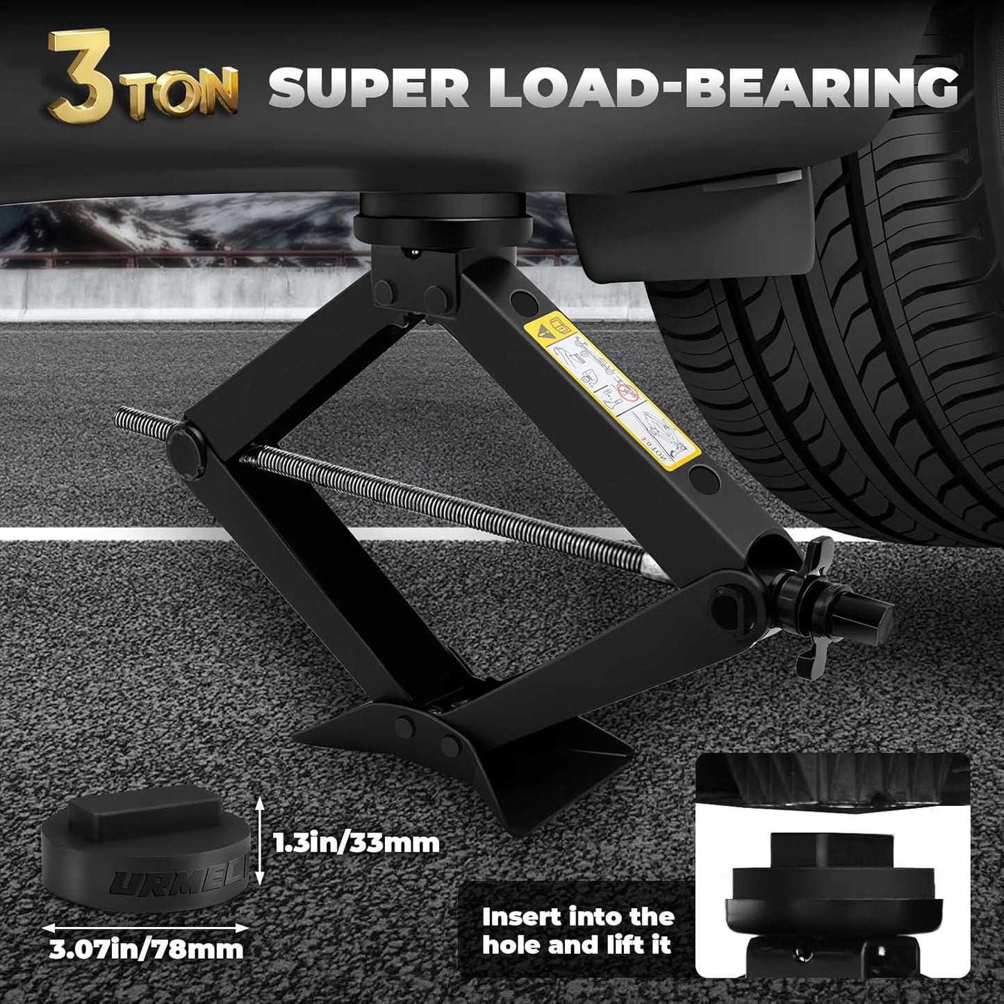 3-Ton Scissor Jack Kit for BMW & MINI with Rubber Jack Pads, Car Spare Tire Repair Tool Kit for BMW with Scissor Jack, Tire Changing Tools for BMW with Telescoping Lug Wrench (17/19/21/23mm)