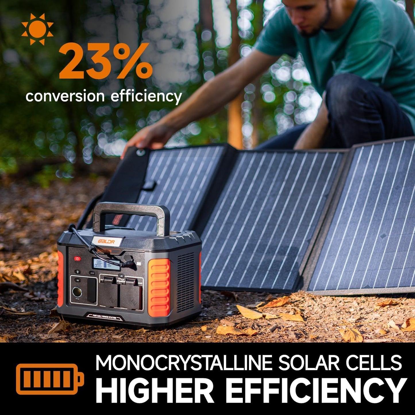 BALDR 120W Portable Solar Panel for Jackery/ECOFLOW/Flashfish/ROCKPALS Power Station Generator, Foldable Solar Cell Charger with USB Ports & PD Output for Camping, Off Grid Living. Black