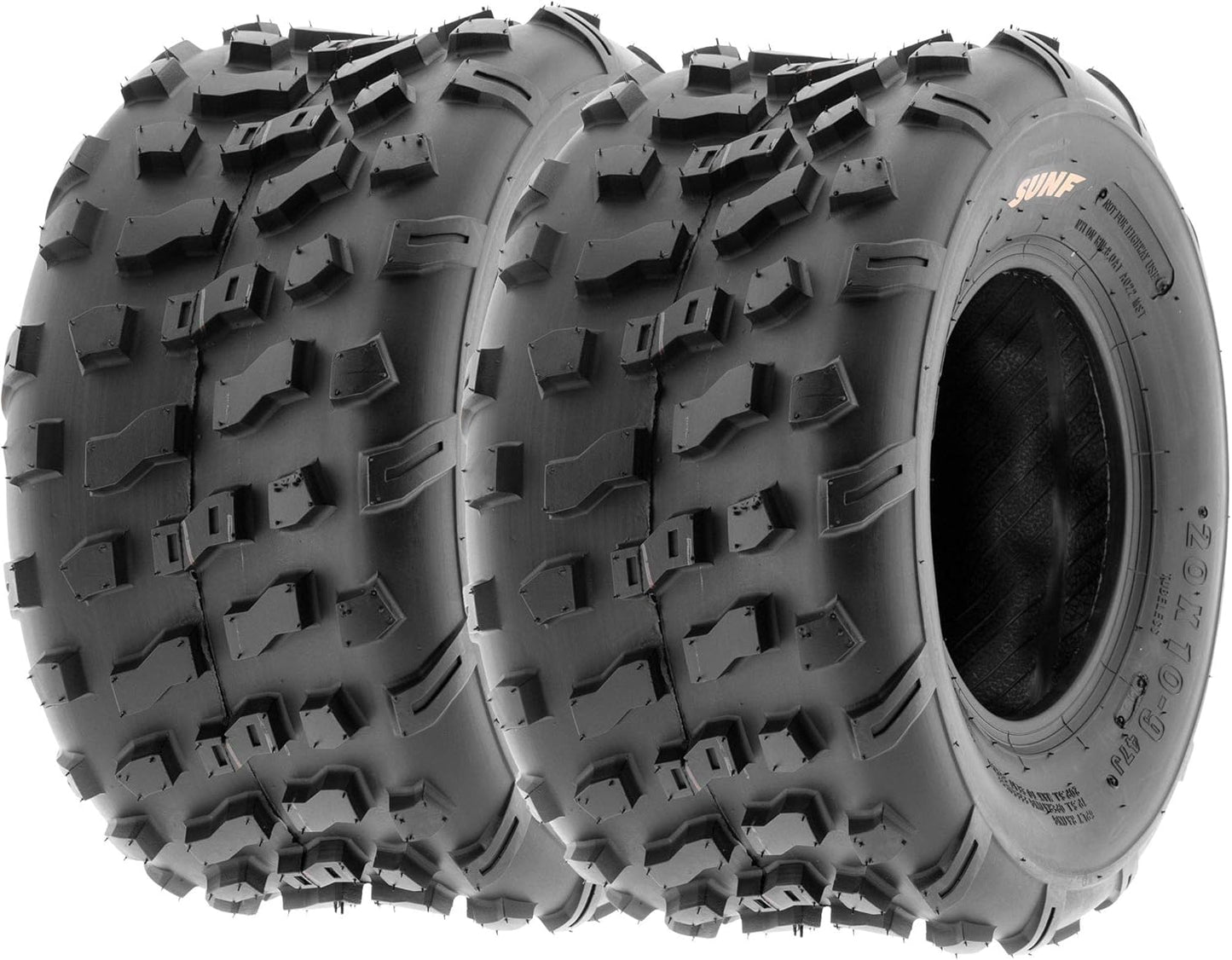 Set of 2 SunF A022 20x10-9 ATV/UTV Off-Road Tires, 6-PR |Knobby Tread