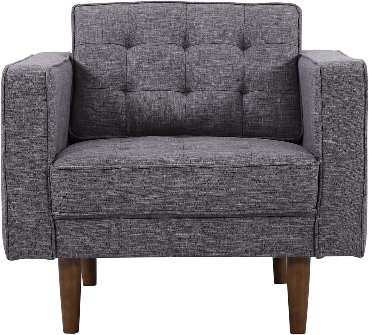 Armen Living Element Chair in Dark Grey Linen and Walnut Wood Finish