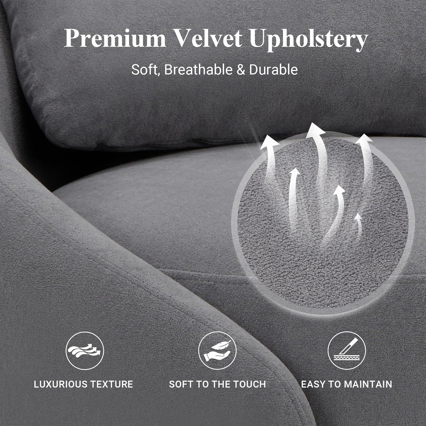 COLAMY 360°Swivel Accent Chairs, Mid-Century Modern Upholstered Chairs with Metal Base and Lumbar Pillow for Living Room, Bedroom, Home Office, 300 lbs Capacity,Grey