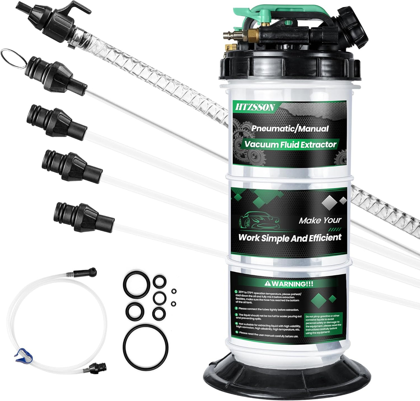 9.5 L/2.5 Gallon Oil Extractor Pump Pneumatic/Manual, Fluid Extractor Oil Change Pump Extractor with 5 Tubes and A Brake Bleeding Hose for Automotive, Boats