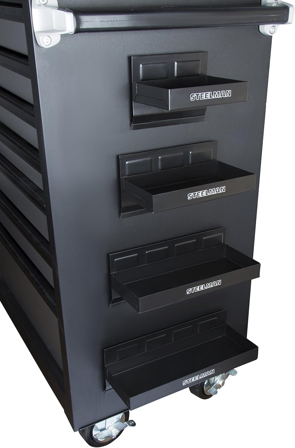 Steelman Non-Marring Magnetic Tool/Parts Storage Trays for Rolling Toolboxes, Durable Steel, 4-Piece Set
