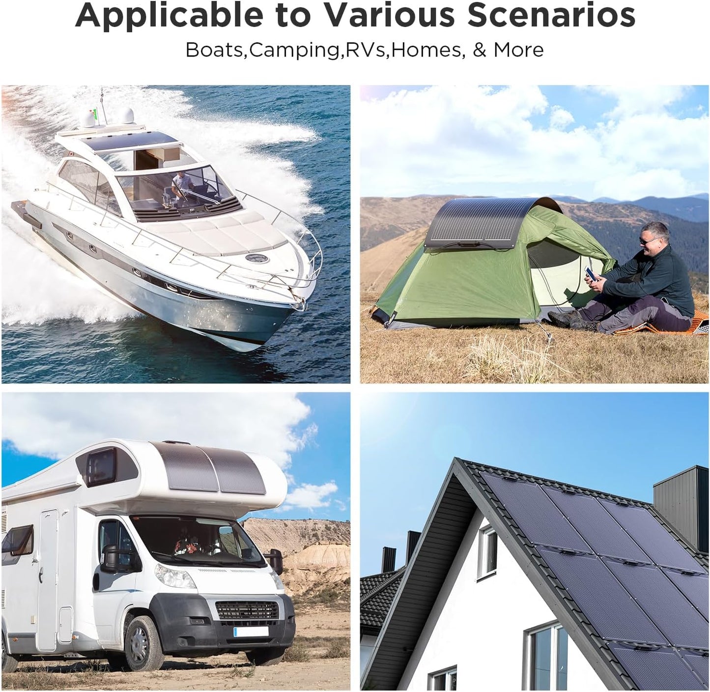 100W Flexible Solar Panel, Ultra Lightweight 100 Watt 12V RV Solar Panel Kit, Callsun IP68 Waterproof 182 PERC 23% High Efficiency Mono Solar Panels for RV Van Offgrid Living Boat (Black)