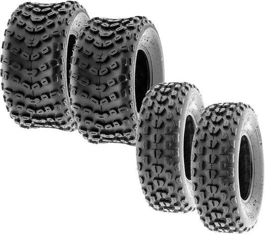 SunF Full Set Sport ATV UTV A017 AT 22x7-10 Front & A005 XC 22x11-10 Rear Knobby Tires, 6 PR, Tubeless