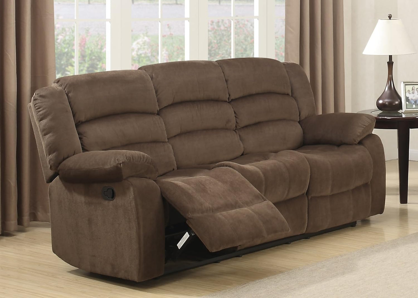 AC Pacific Bill Modern Fabric Upholstered Living Room Reclining with Padded Pillow Top Armrests, Chair, Walnut