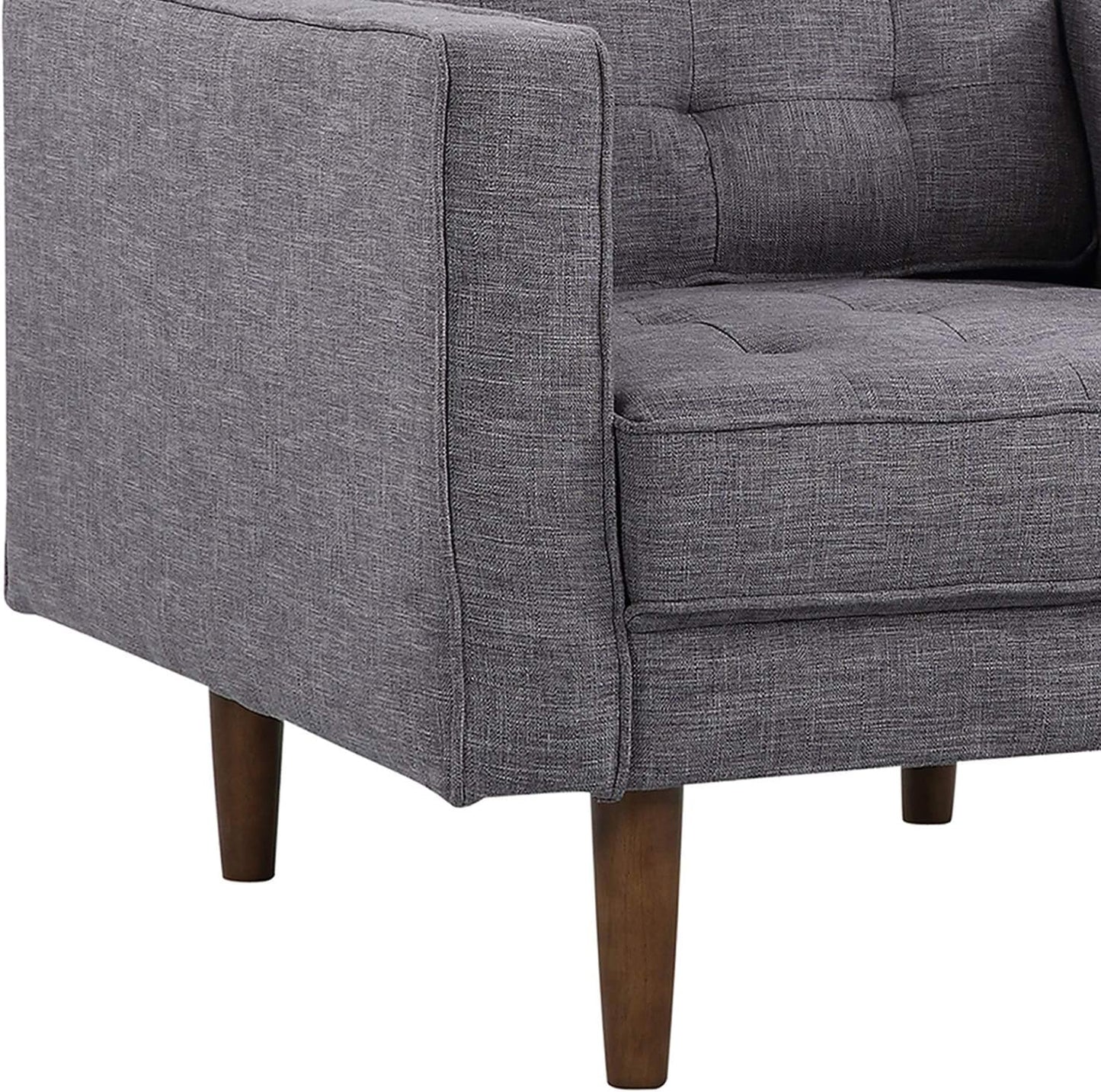 Armen Living Element Chair in Dark Grey Linen and Walnut Wood Finish