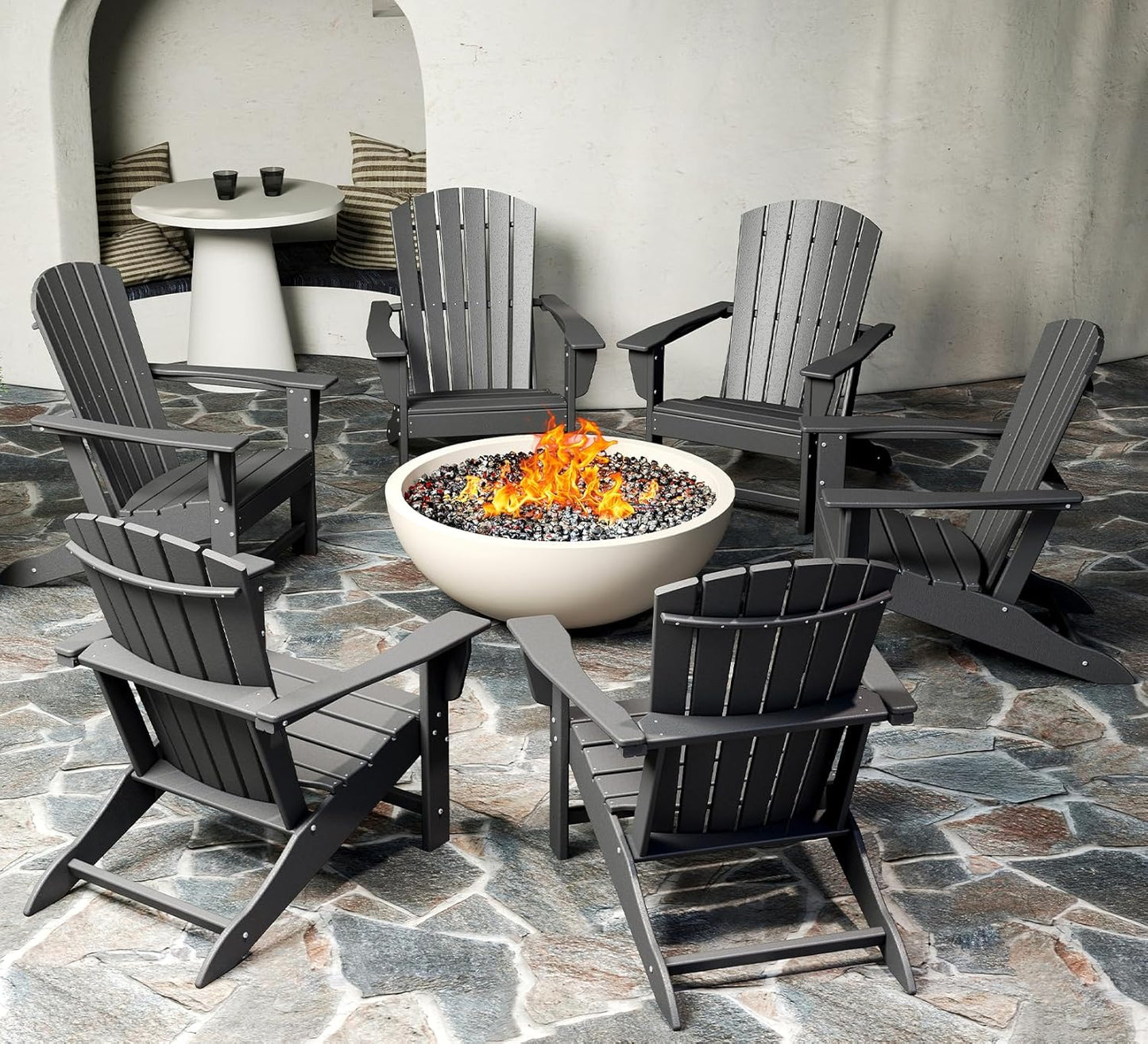 BRIOPAWS Adirondack-Chairs-Set of 4 | Fire Pit Chair | Oversized | HDPE Plastic | Weather Resistant | for Deck Outdoor Poolside Campfire | Blue