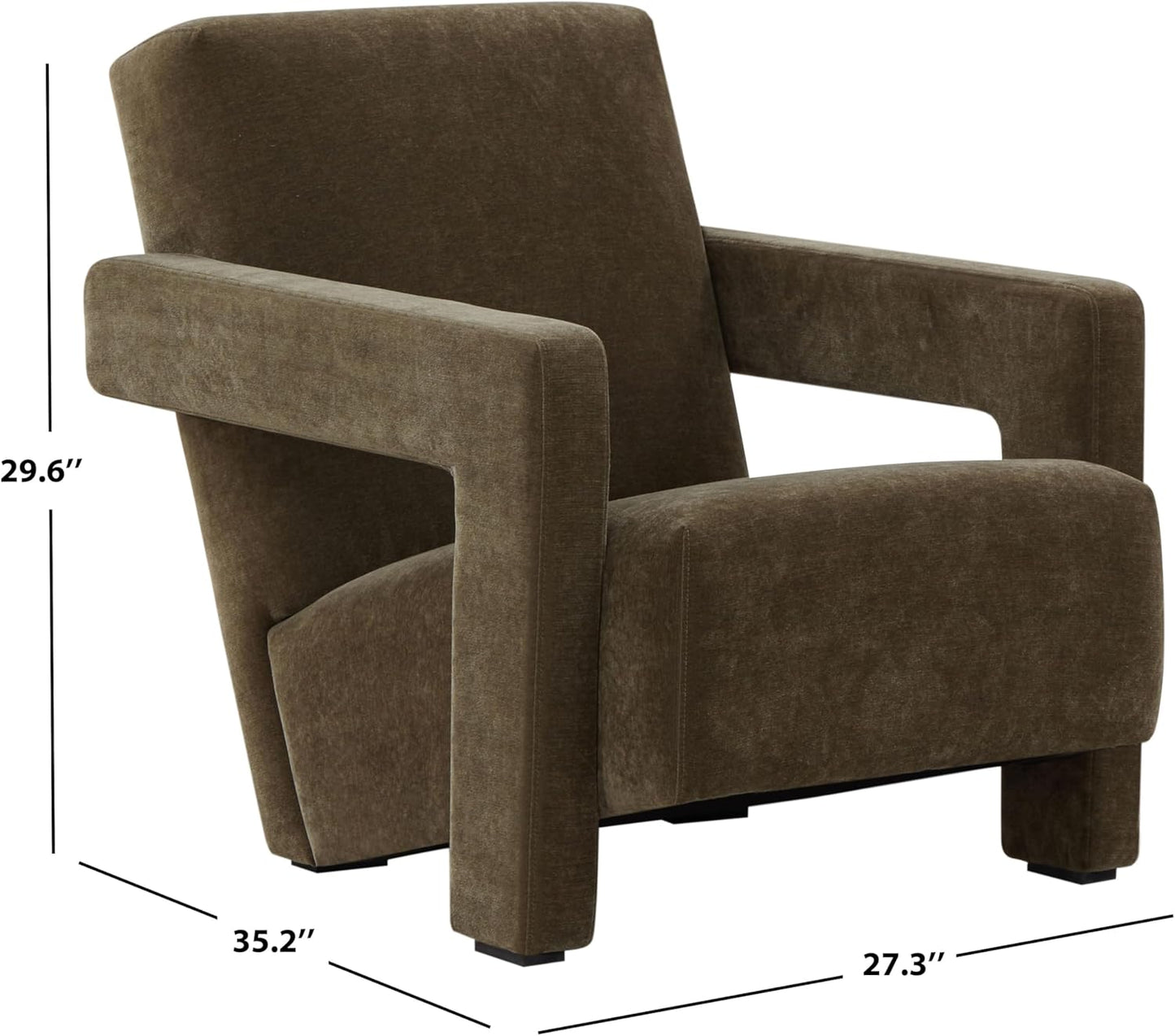 SAFAVIEH Couture Collection Taylor Modern Dark Olive Green Velvet Accent Chair (Fully Assembled)