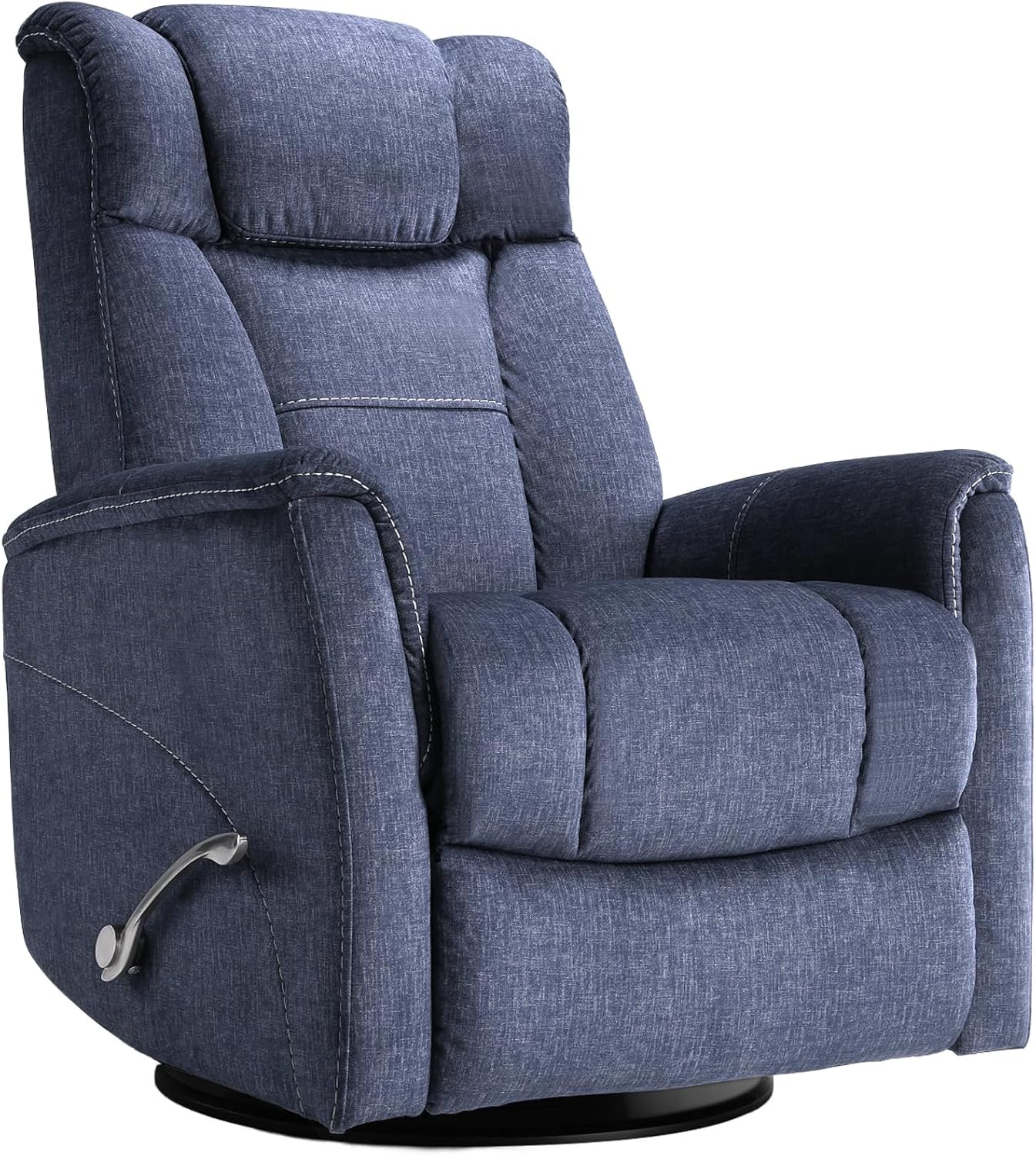 360° Swivel Rocking Recliner, Manual Comfy Nursery Glider Rocker Chair for Indoor Bedroom, Upholstered Soft Fabric Living Room Reclining Chair with Lumbar Support for Adults (Dark Gray)