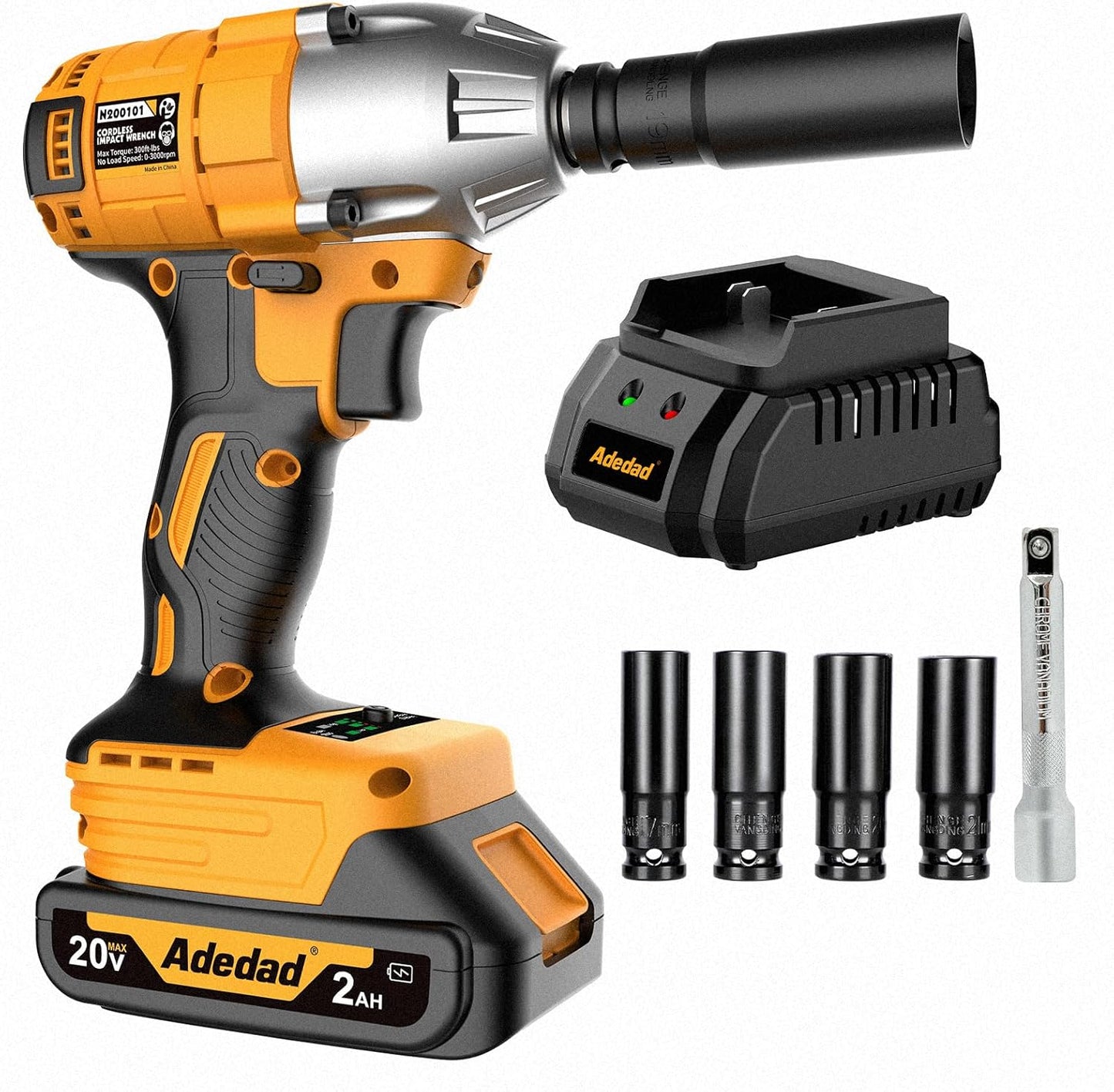 Brushelss Power Impact Wrench with 4.0AH Battery 1/2 inch Cordless Impact Gun Lightweight 20V Impact Driver for Car,Home,DIY 406N.m