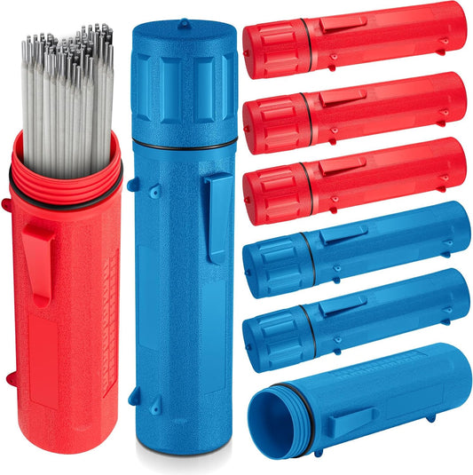 Zonon 8 Pcs Welding Rod Holder Stick Welding Electrode Rod Storage Tube 14 Inch Rod Storage Container Airproof Welding Rod Holder Waterproof Storage Canister for Welding Rod(Red Blue)