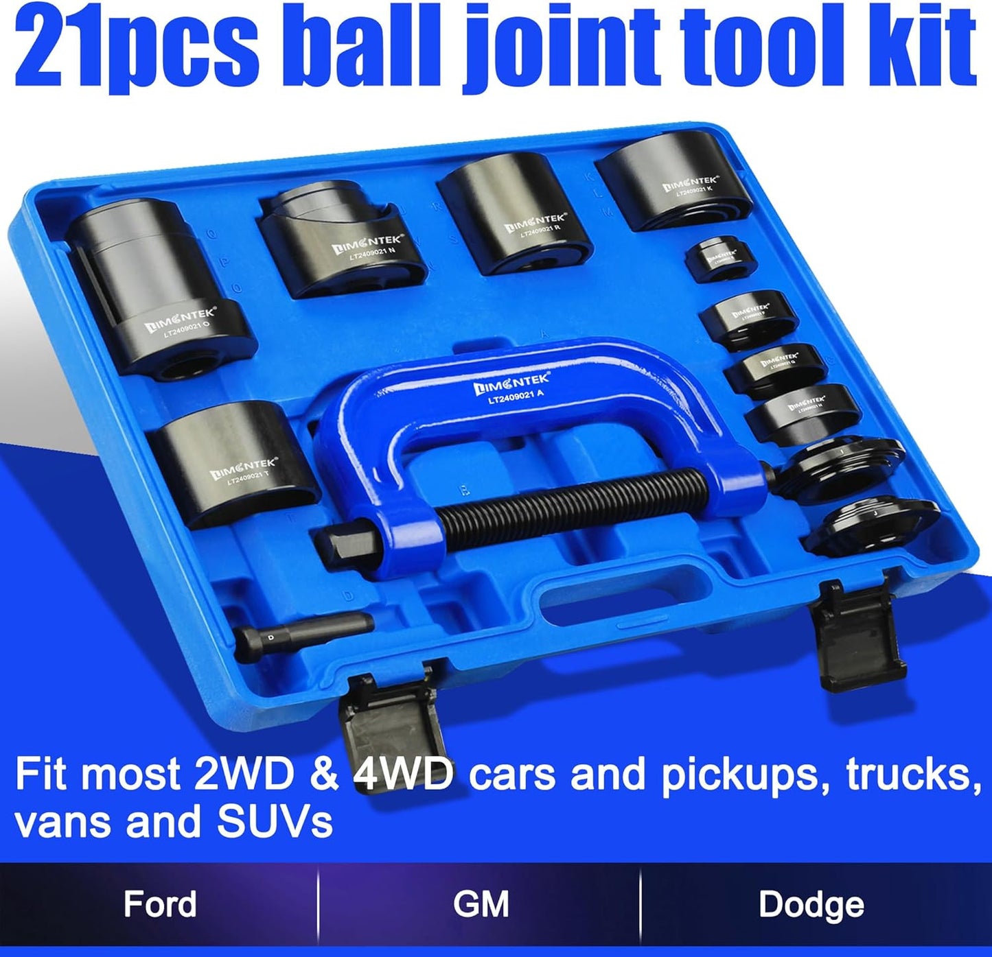 21pcs Ball Joint Press and U Joint Removal Tool, Heavy Duty Upper and Lower Ball Joint Service Set for 2WD 4WD Car Light Truck