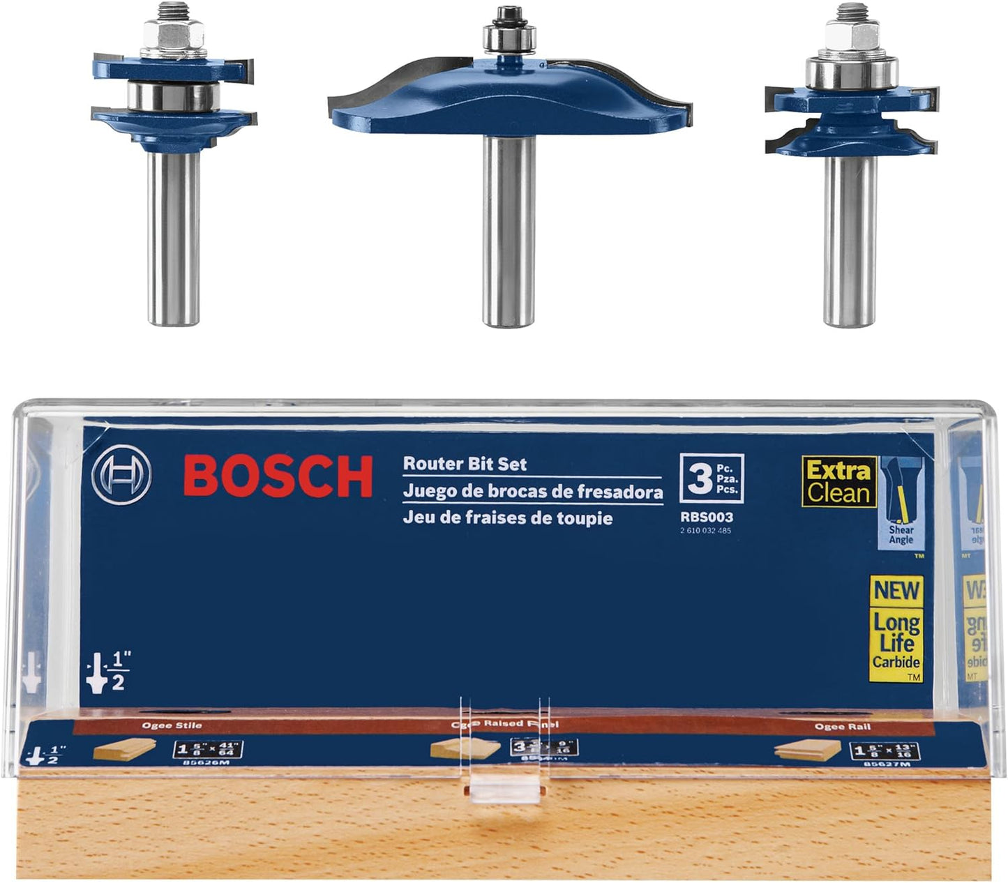 Bosch RBS003 3-Piece Ogee Door/Cabinetry Set 1/2 in.-Shank