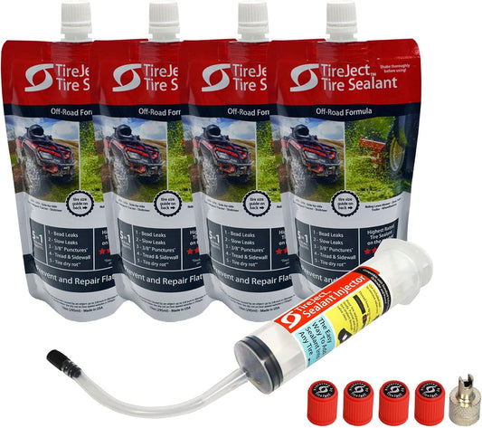 TireJect Off-Road 5-in-1 Flat Tire Protection Kit with Sealant Injector (40oz Skidsteer Kit)